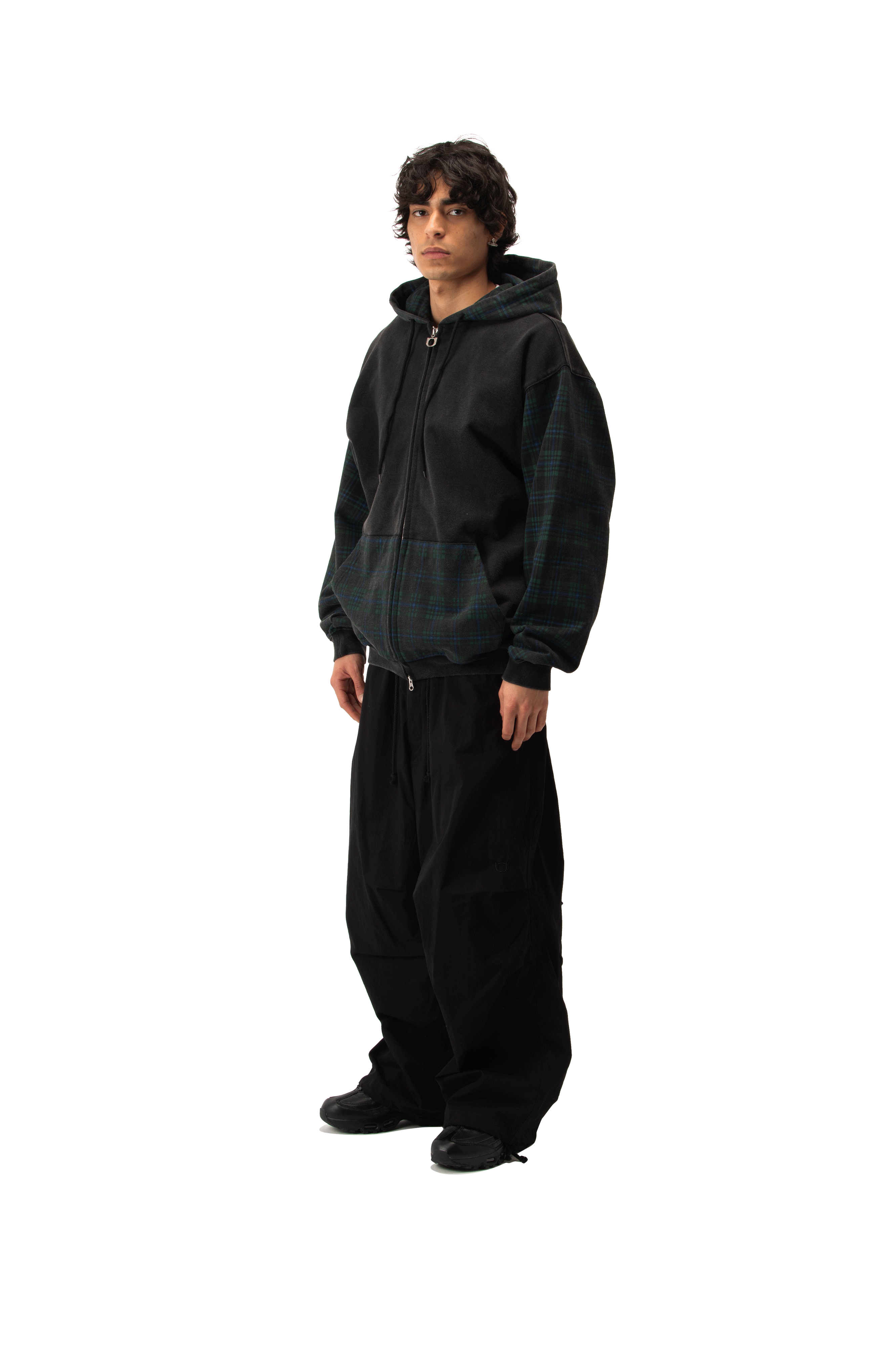 Patchwork Zip-Up Hoodie.