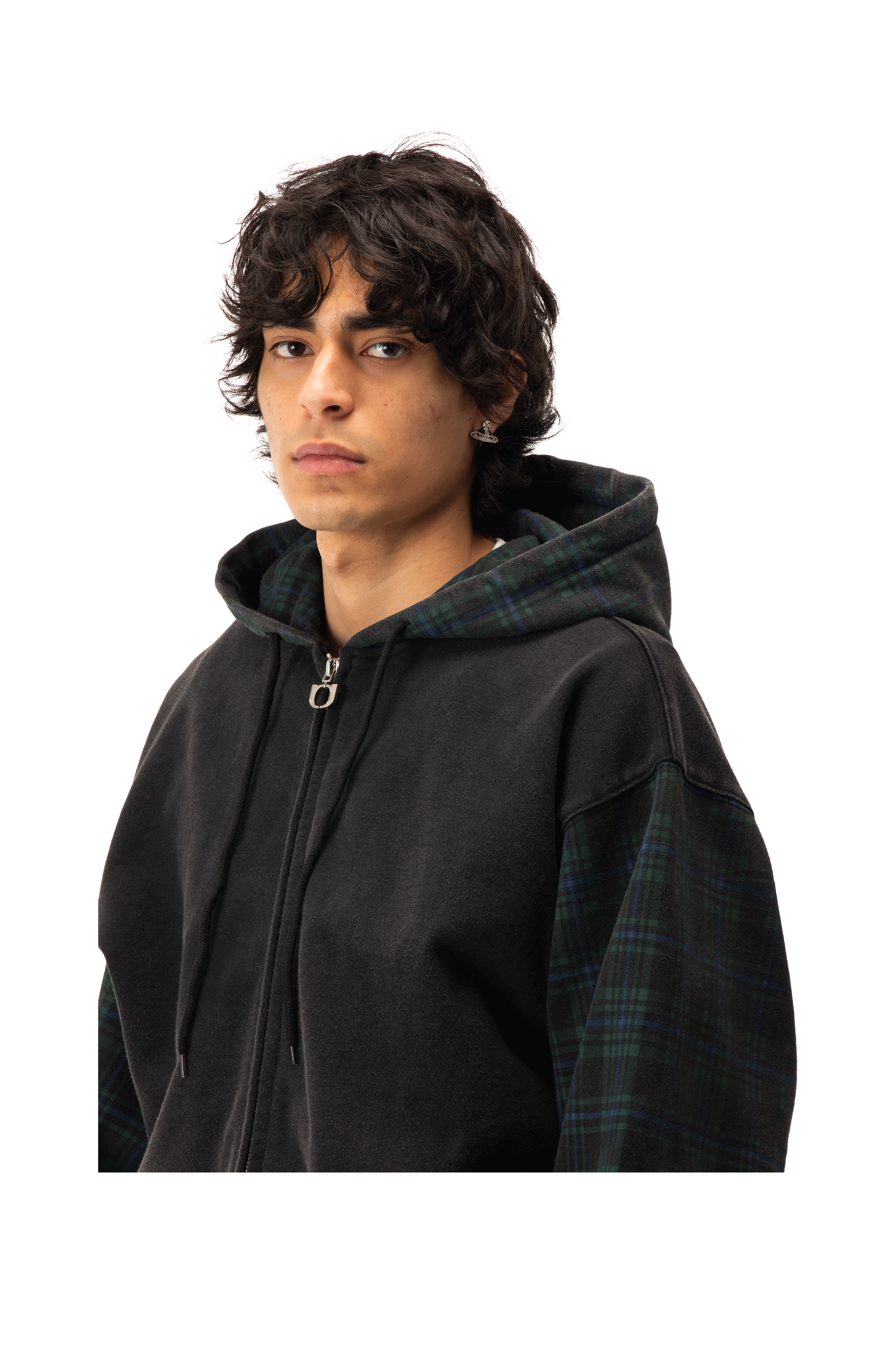 Patchwork Zip-Up Hoodie.