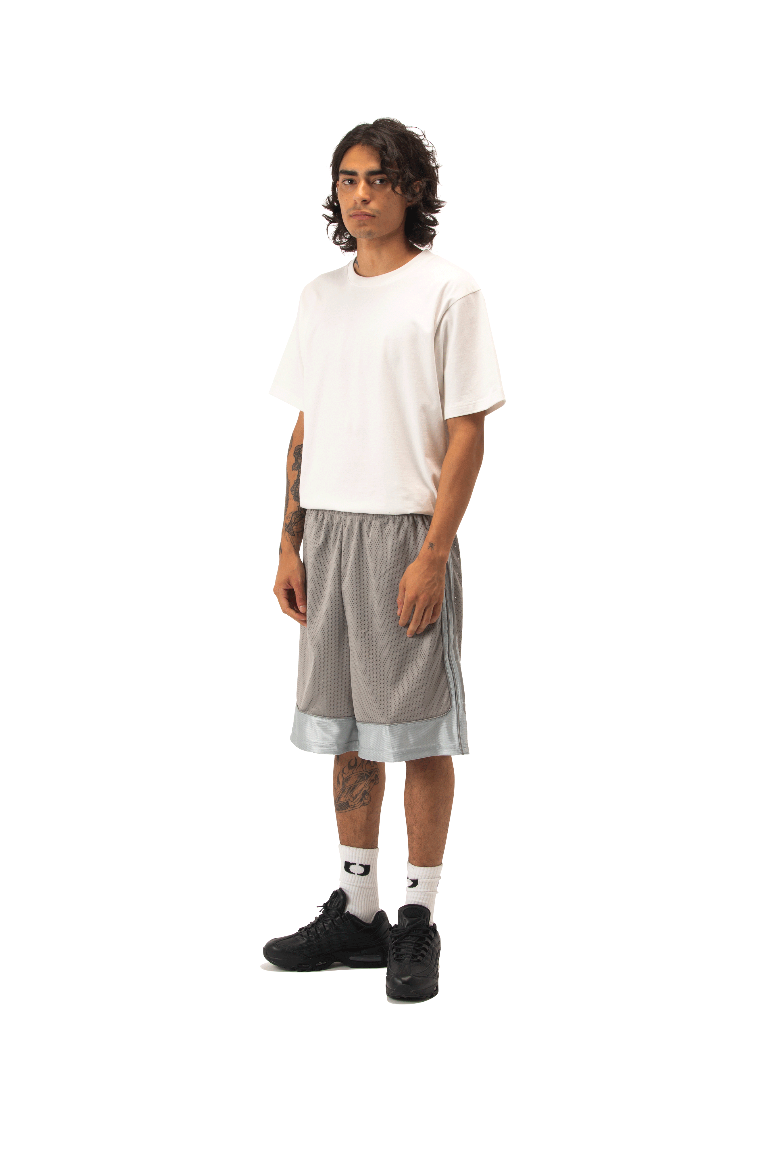 Mesh Puff Print Basketball Shorts