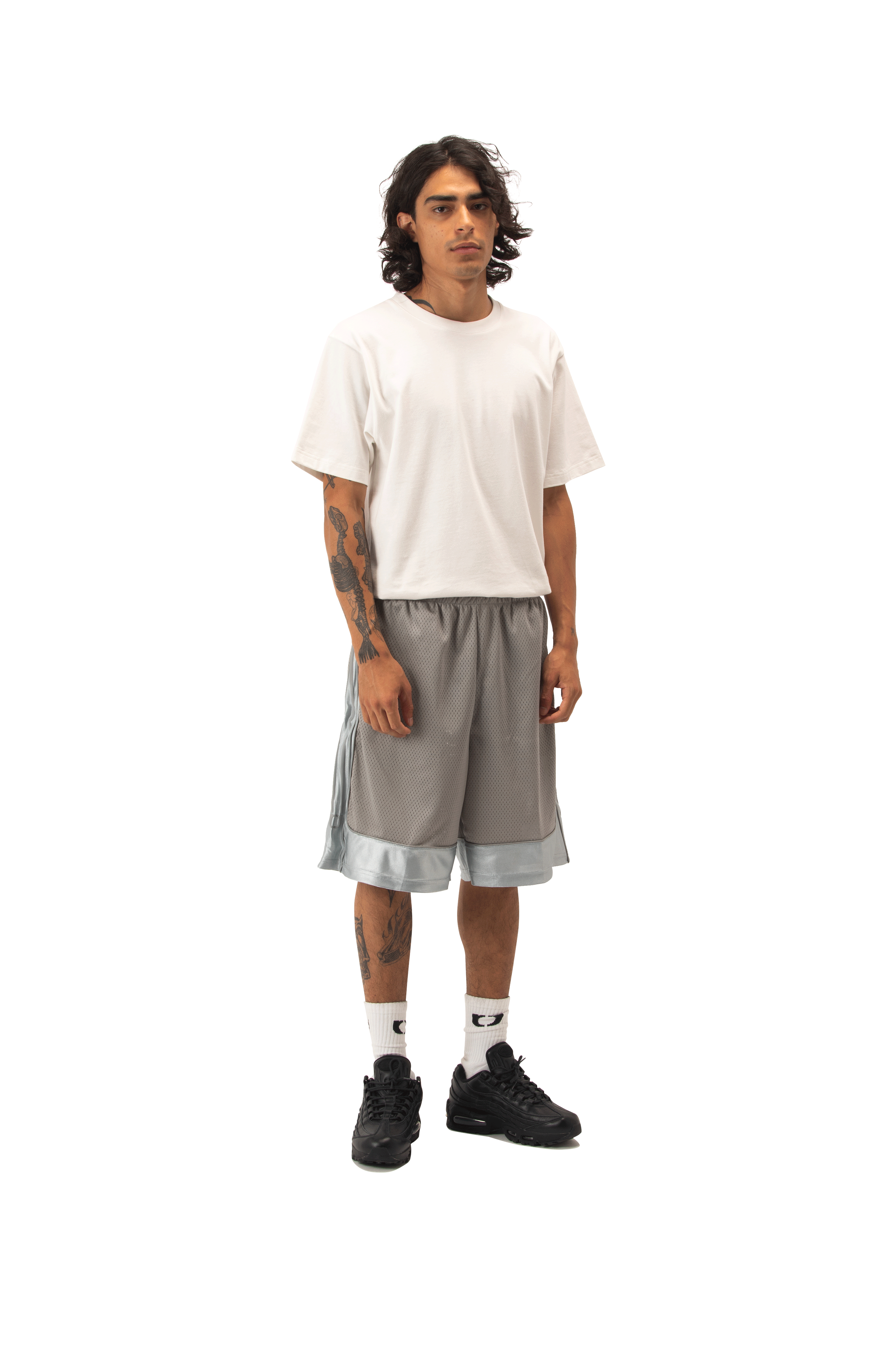 Mesh Puff Print Basketball Shorts