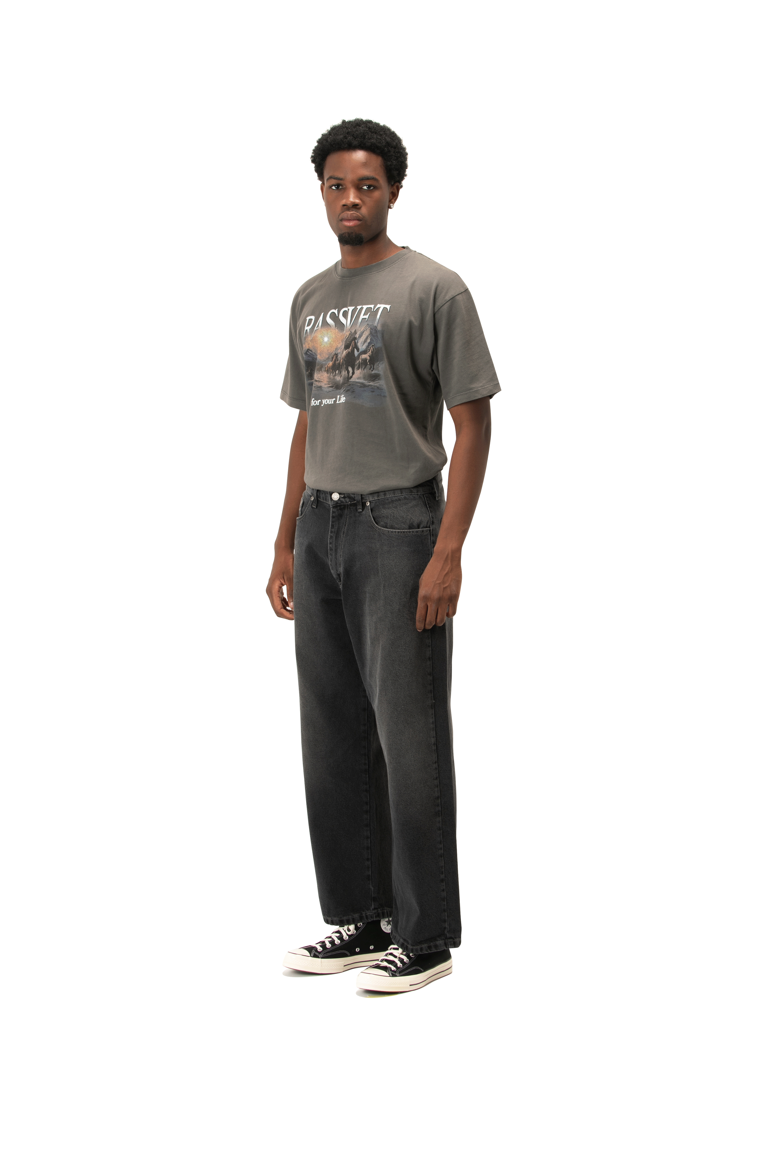 Spot Wash Baggy Denim Pant Woven