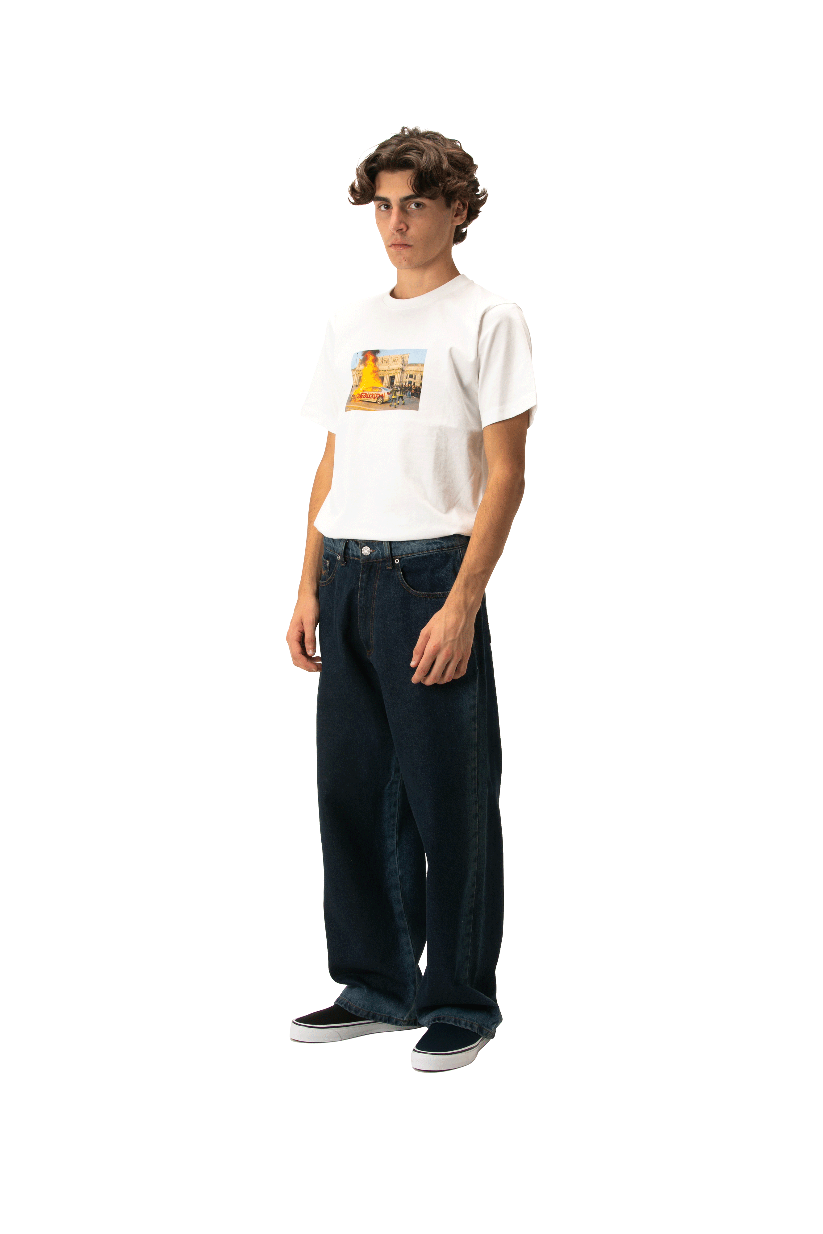 Shadow Wash Baggy Denim Pant Woven