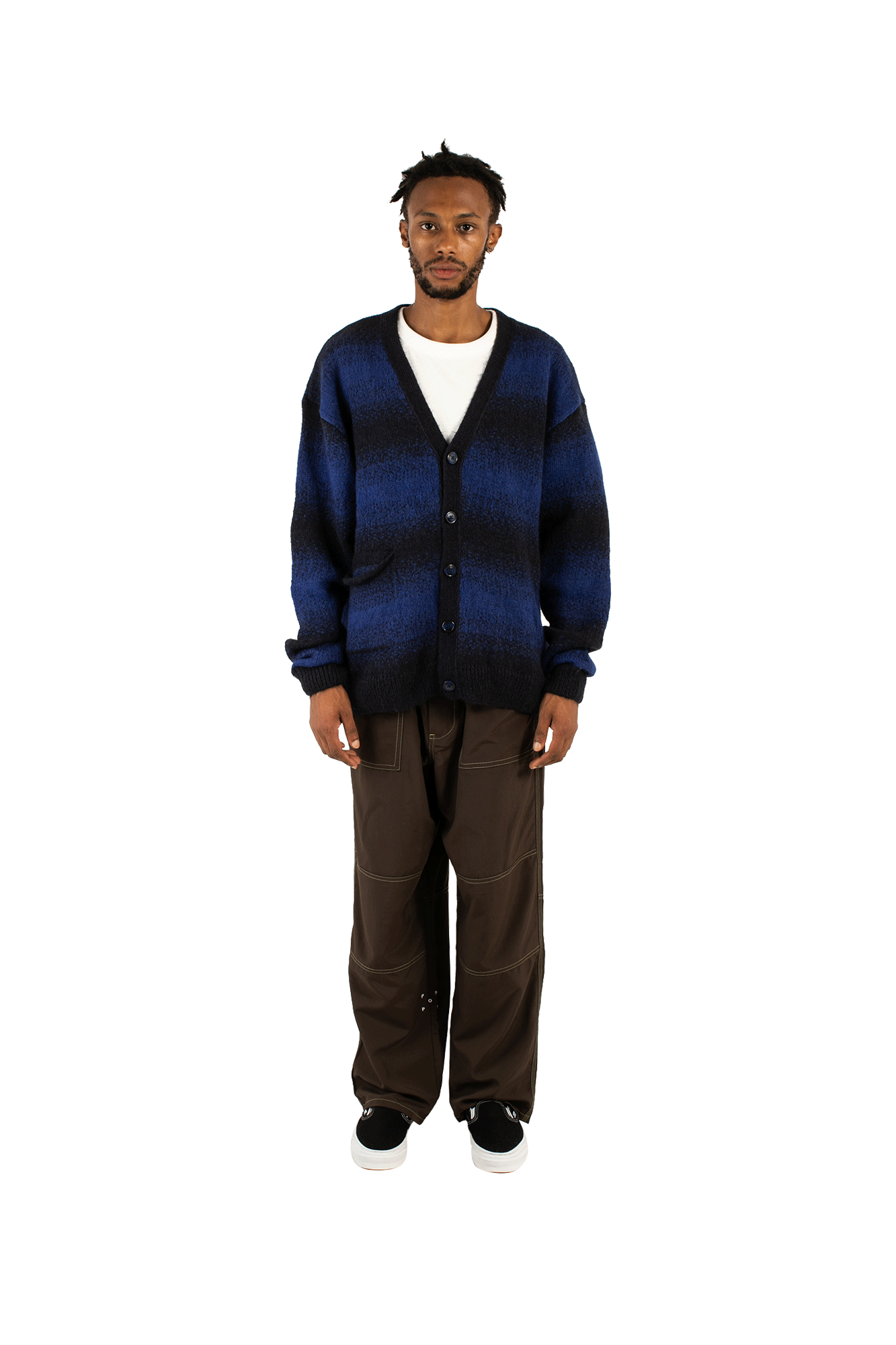 Striped Color Block Open Front Knit Cardigan main image 0