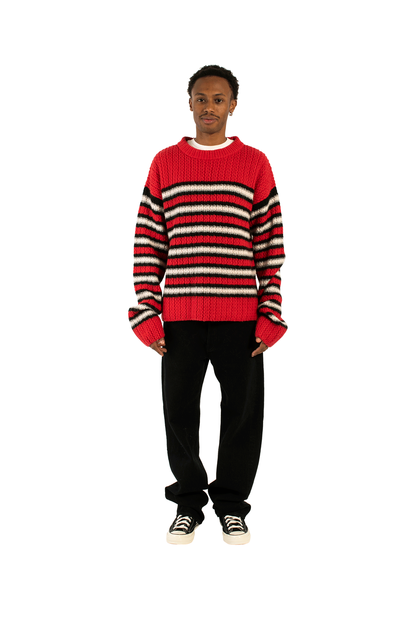 Stripes Crewneck Knitted Sweater One Block Down Stripes crewneck knitted sweater one block down
