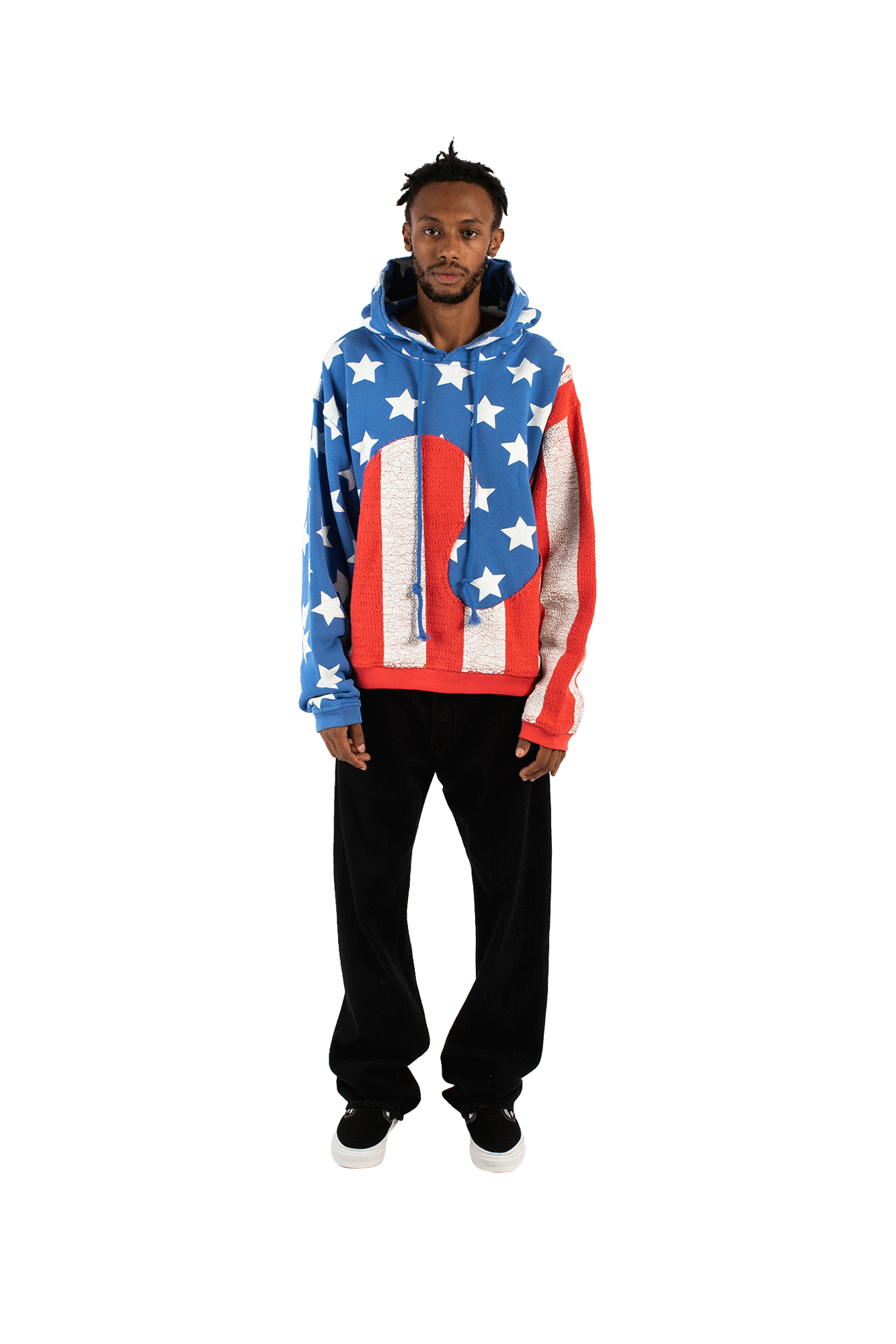 ERL Swearshirt Stars And Stripes Swirl Hooded Sweatshirt ERL Swearshirt Stars And Stripes Swirl Hooded Sweatshirt