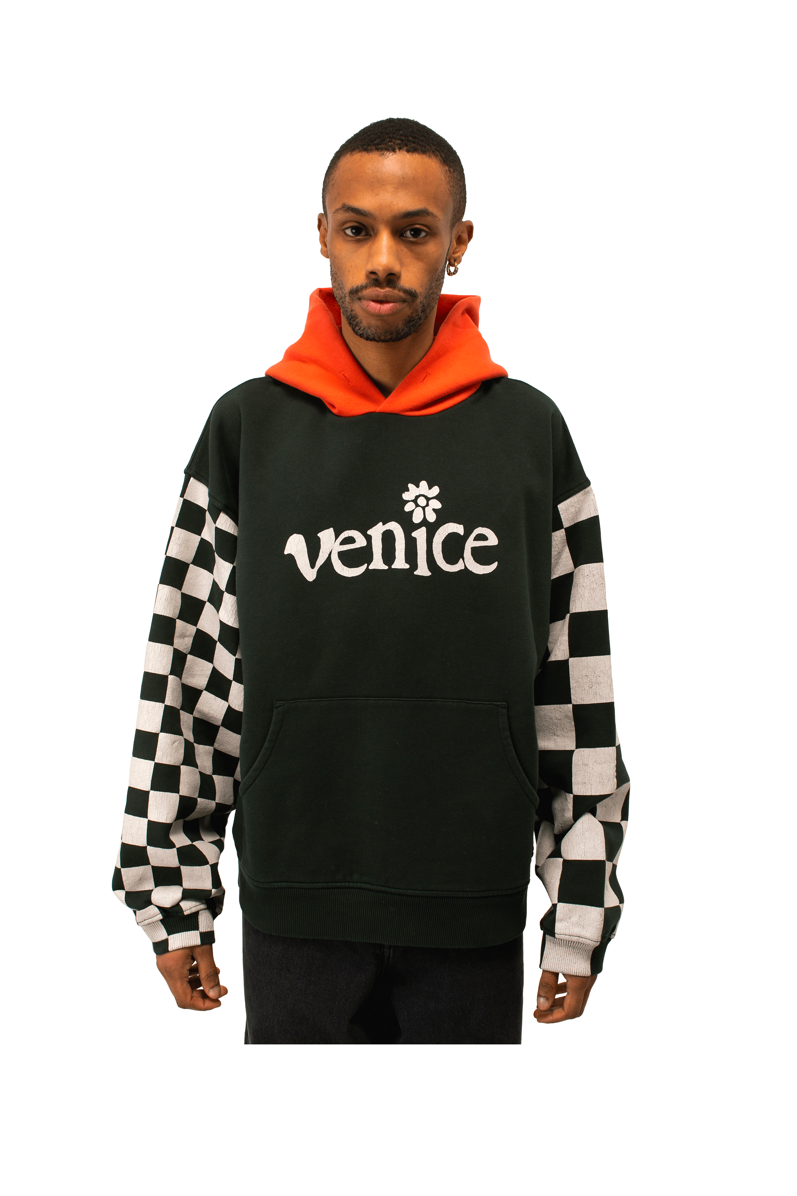 Venice Checker Sleeve Hoodie Knit