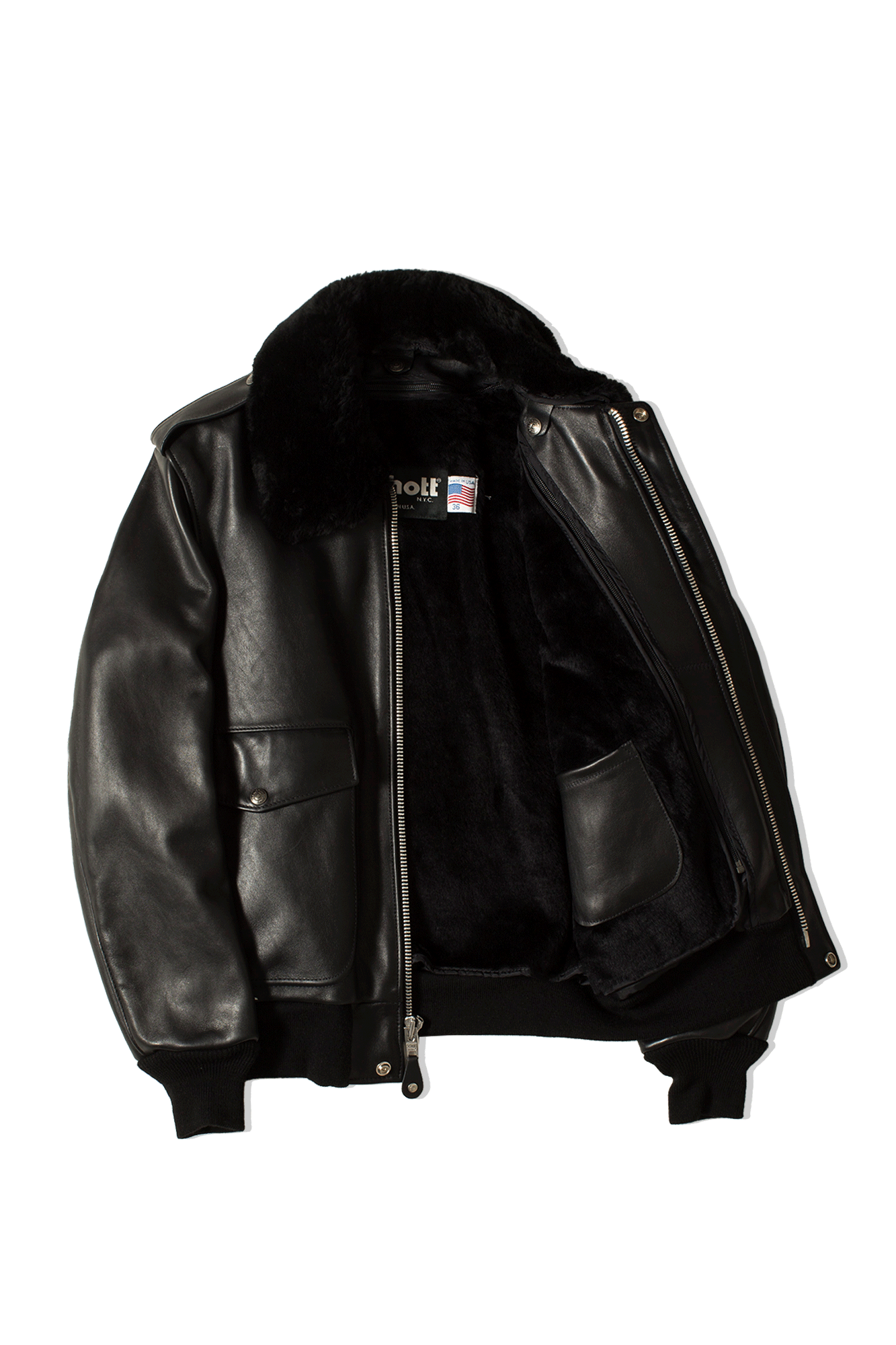 A-2 Naked Cowhide Leather Flight Jacket