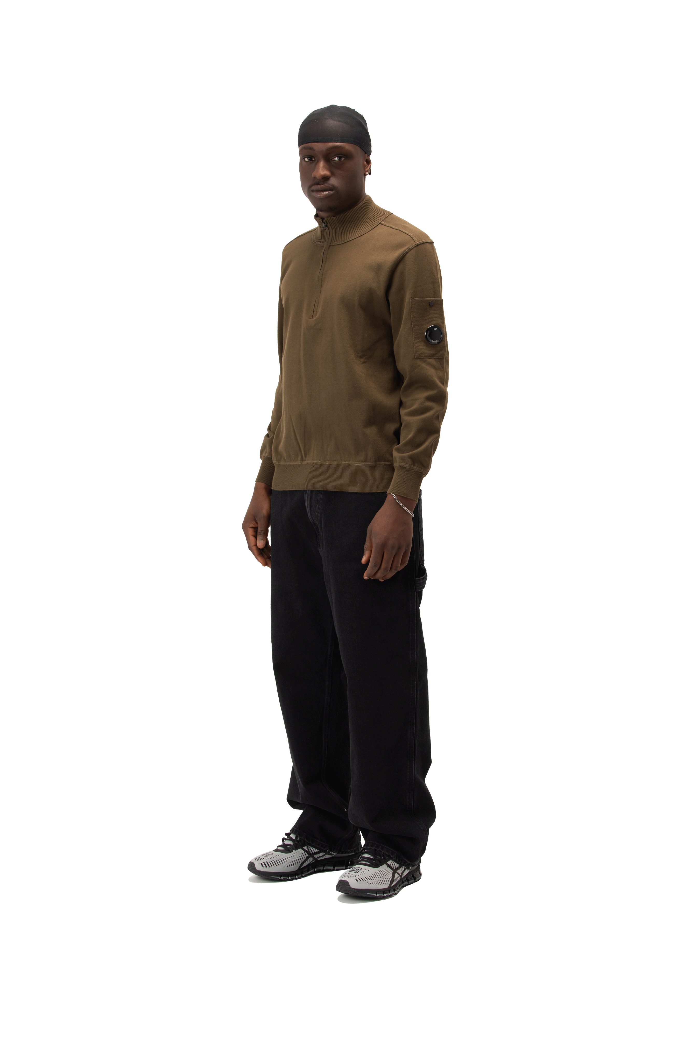 Cotton Sea Island Half Zip Lens Sweater