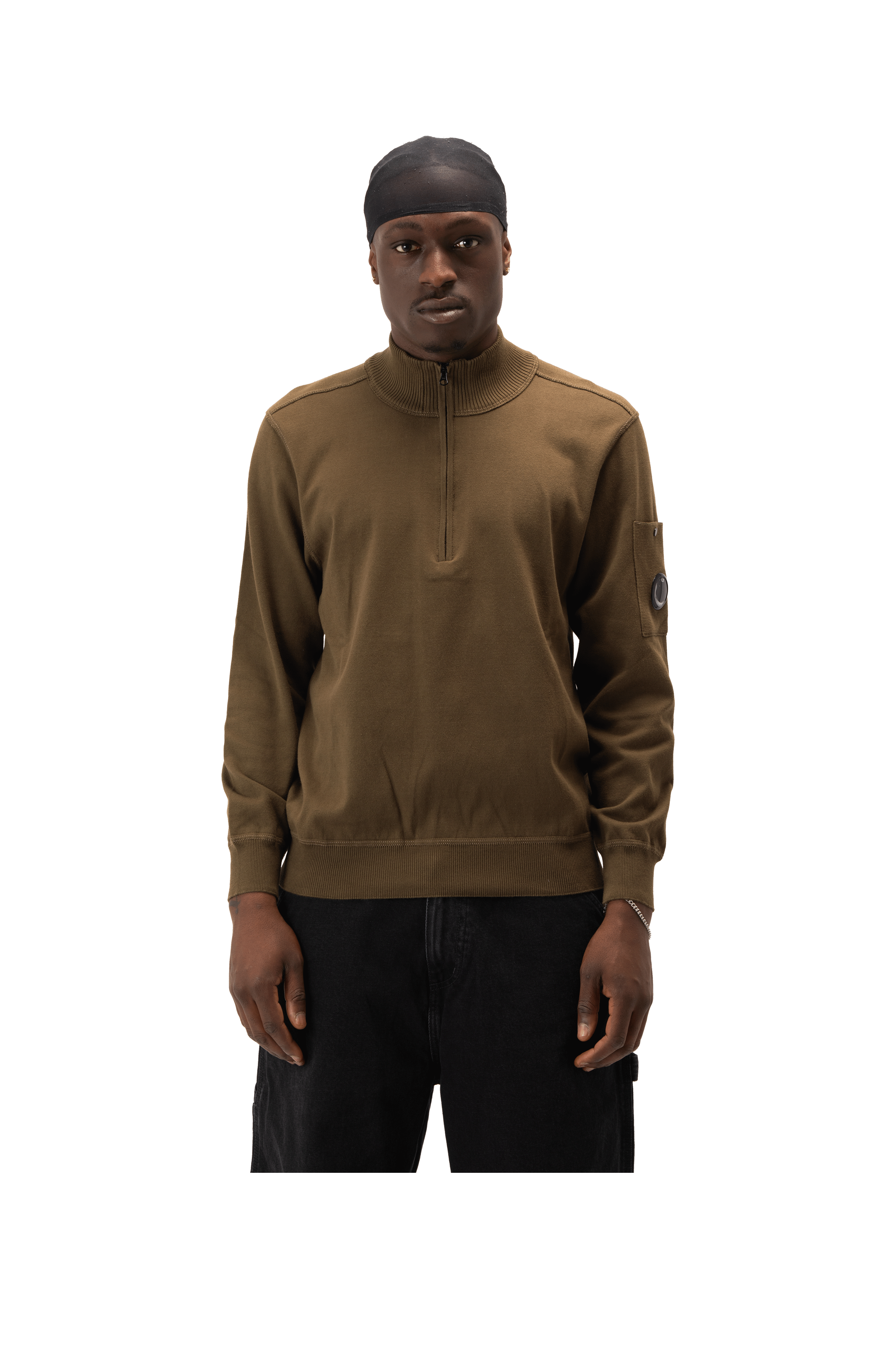 Cotton Sea Island Half Zip Lens Sweater