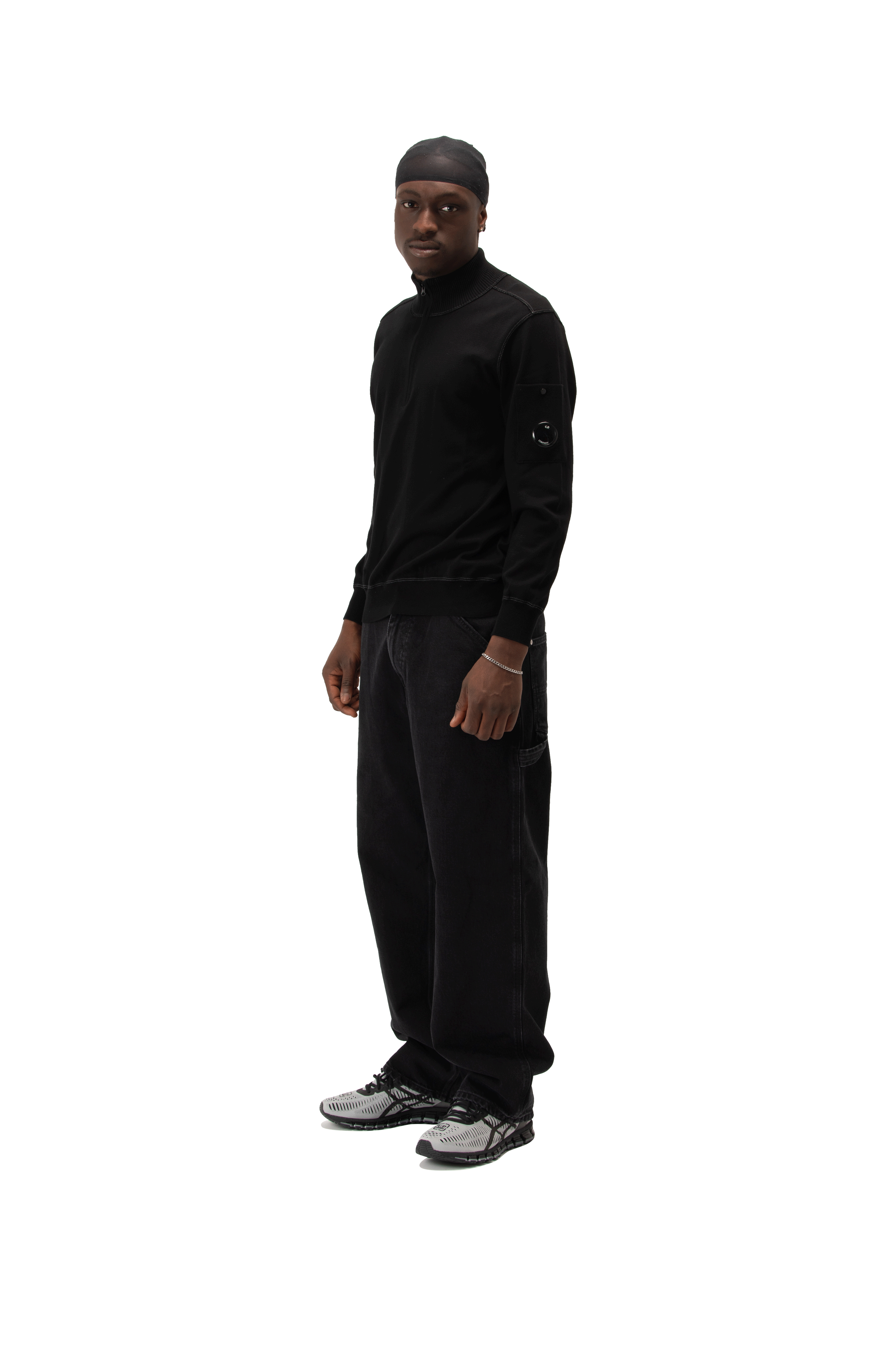 Cotton Sea Island Half Zip Lens Sweater