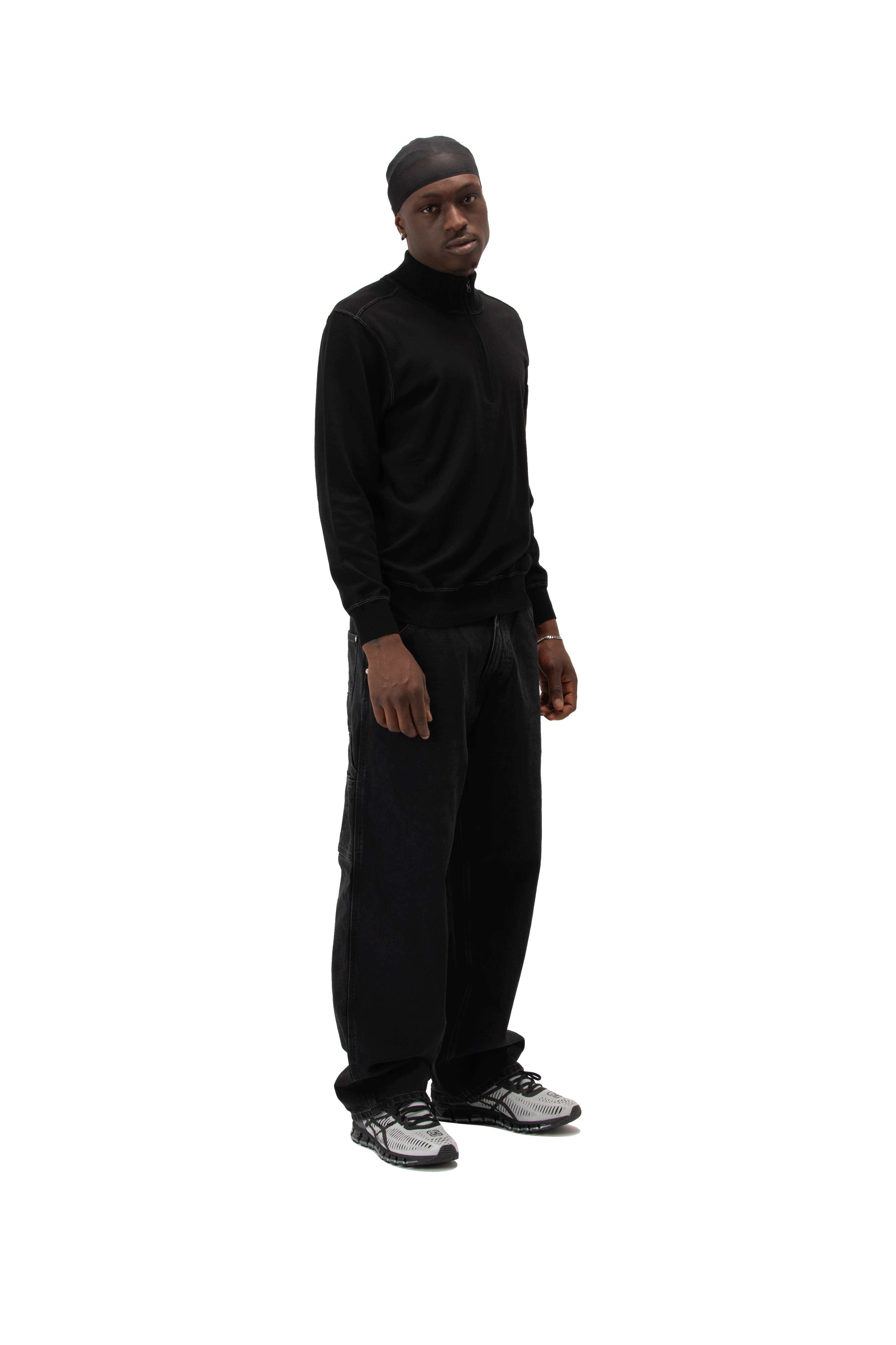 Cotton Sea Island Half Zip Lens Sweater