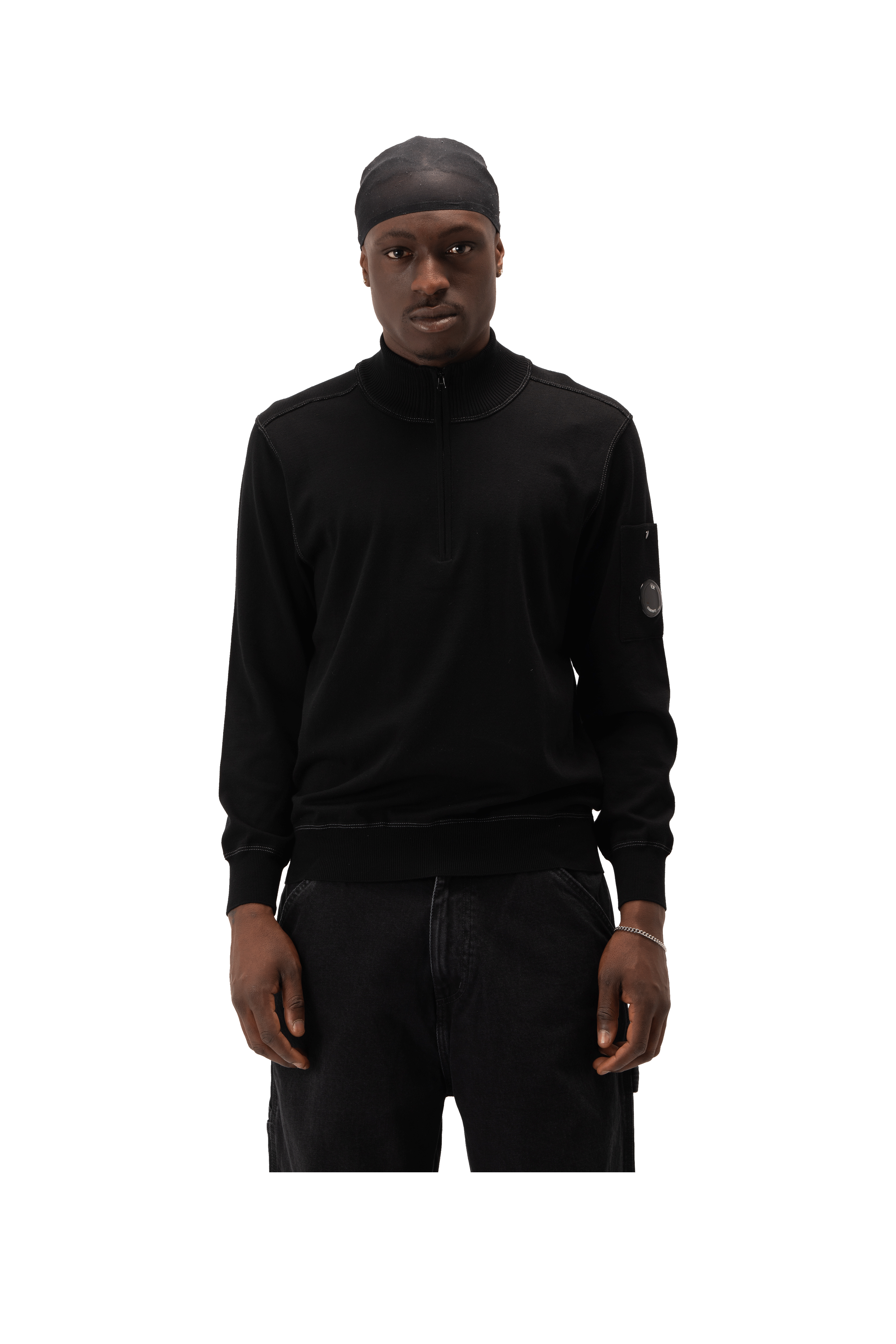 Cotton Sea Island Half Zip Lens Sweater