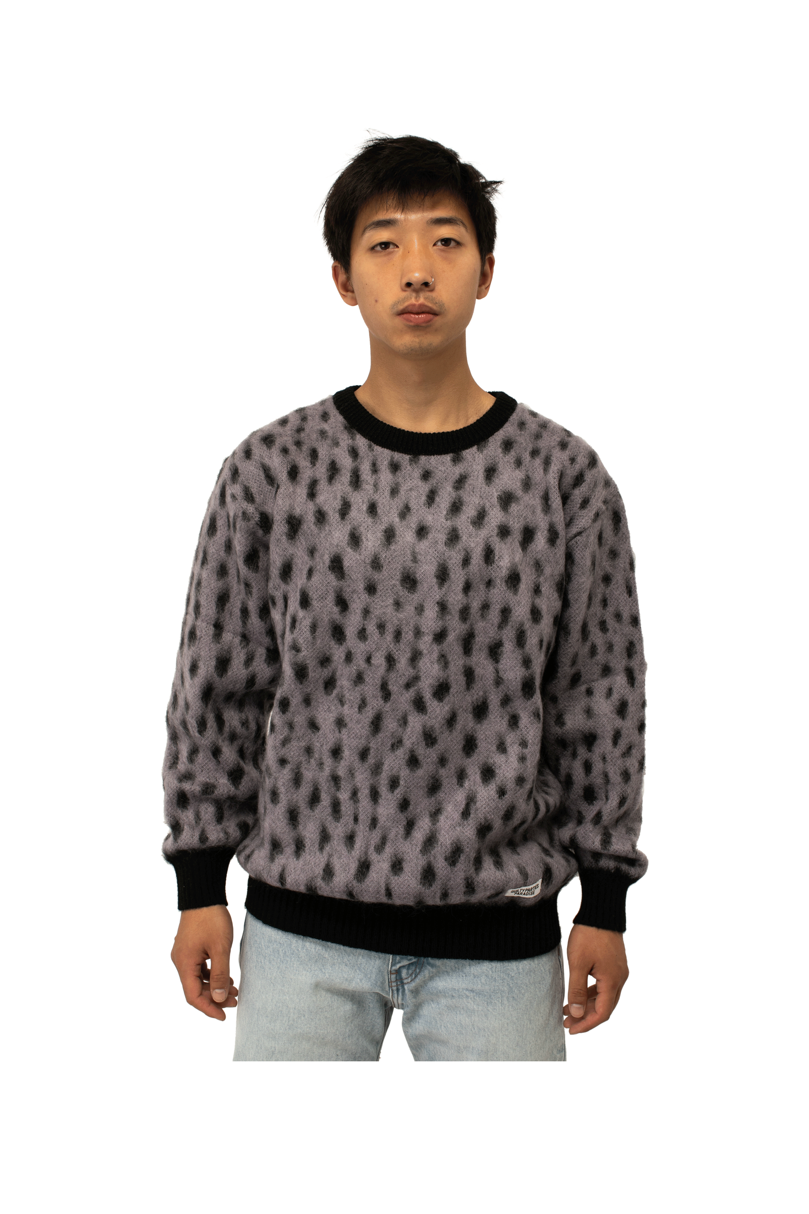 Leopard Mohair Crewneck Sweater