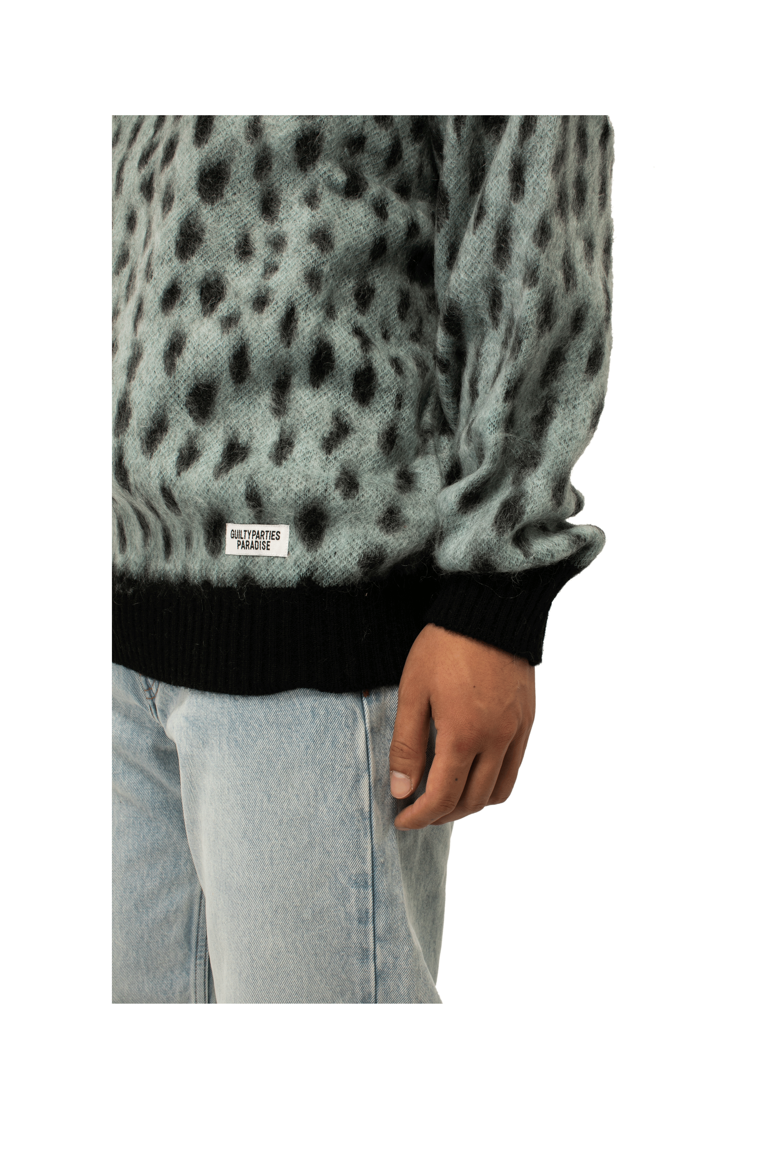 Leopard Mohair Crewneck Sweater