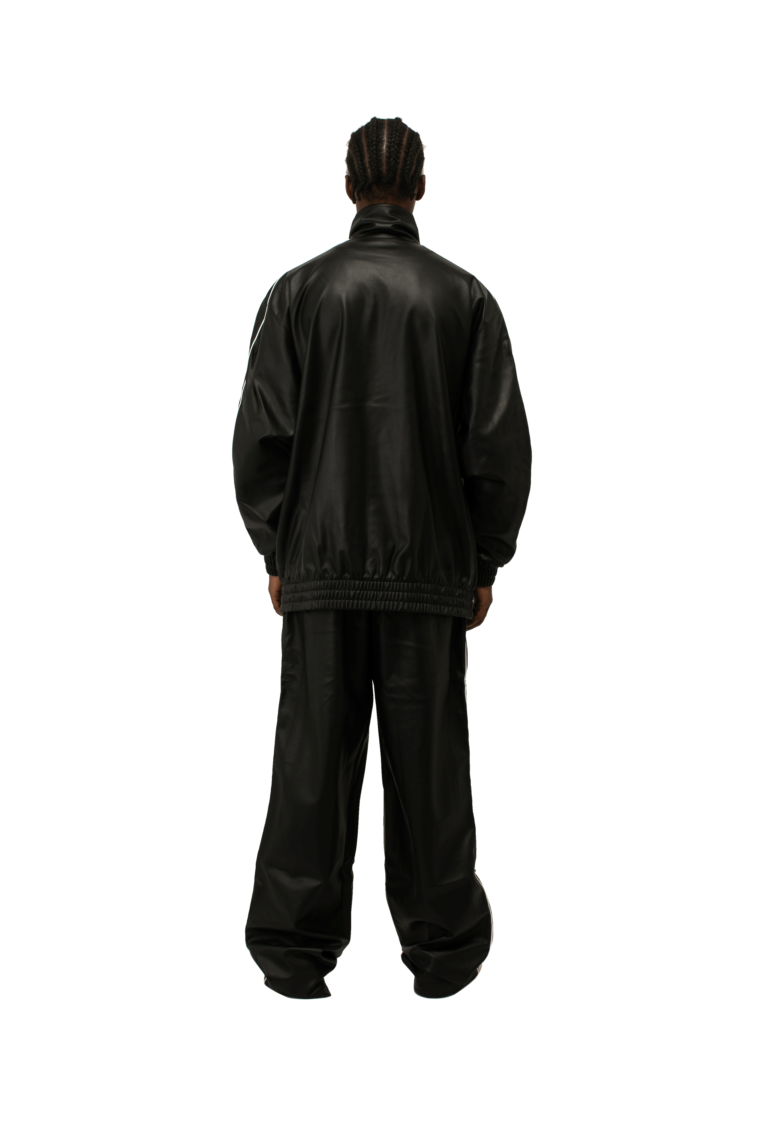 T7 Oversized Pleather Track Jacket