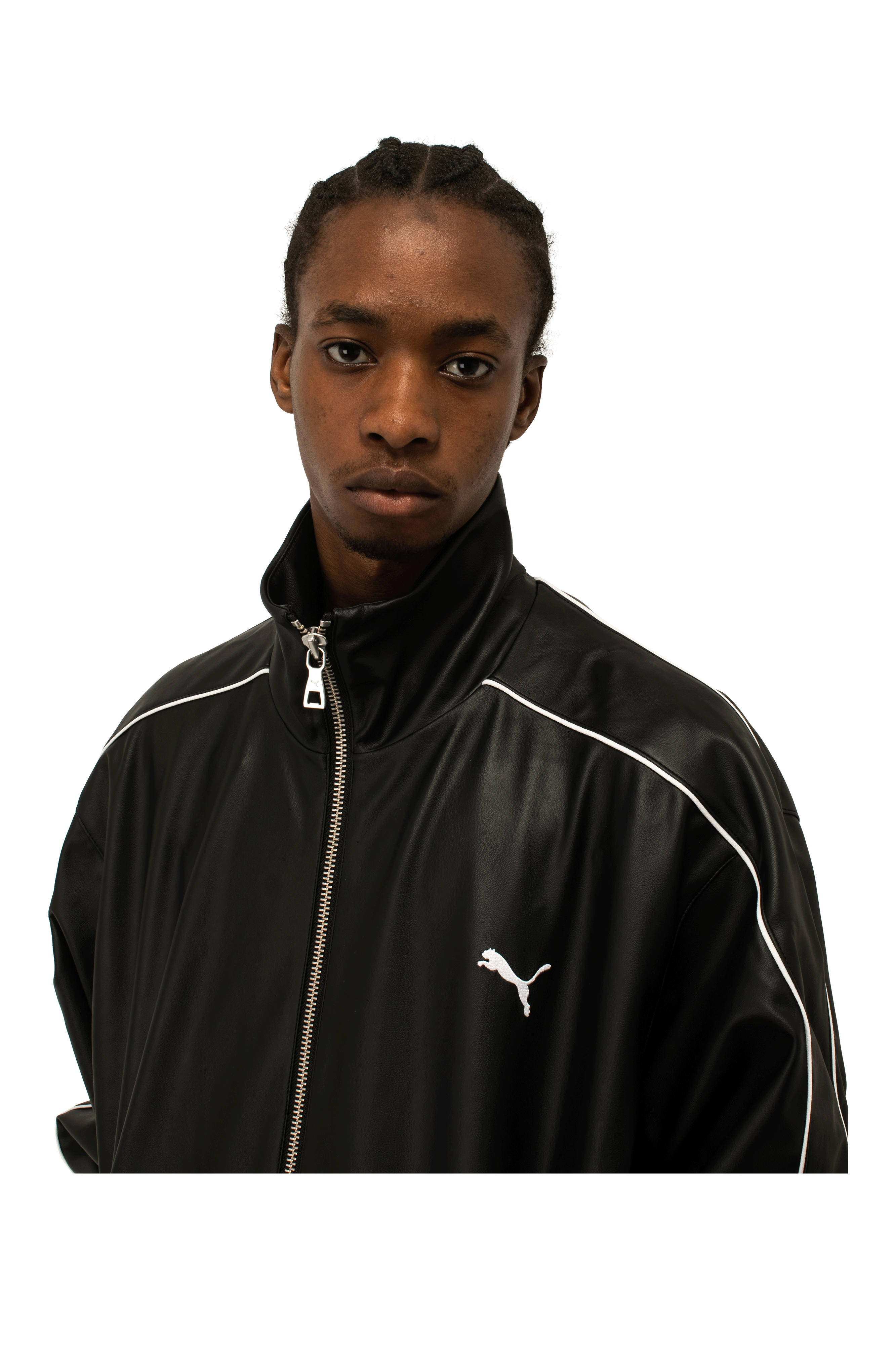 T7 Oversized Pleather Track Jacket