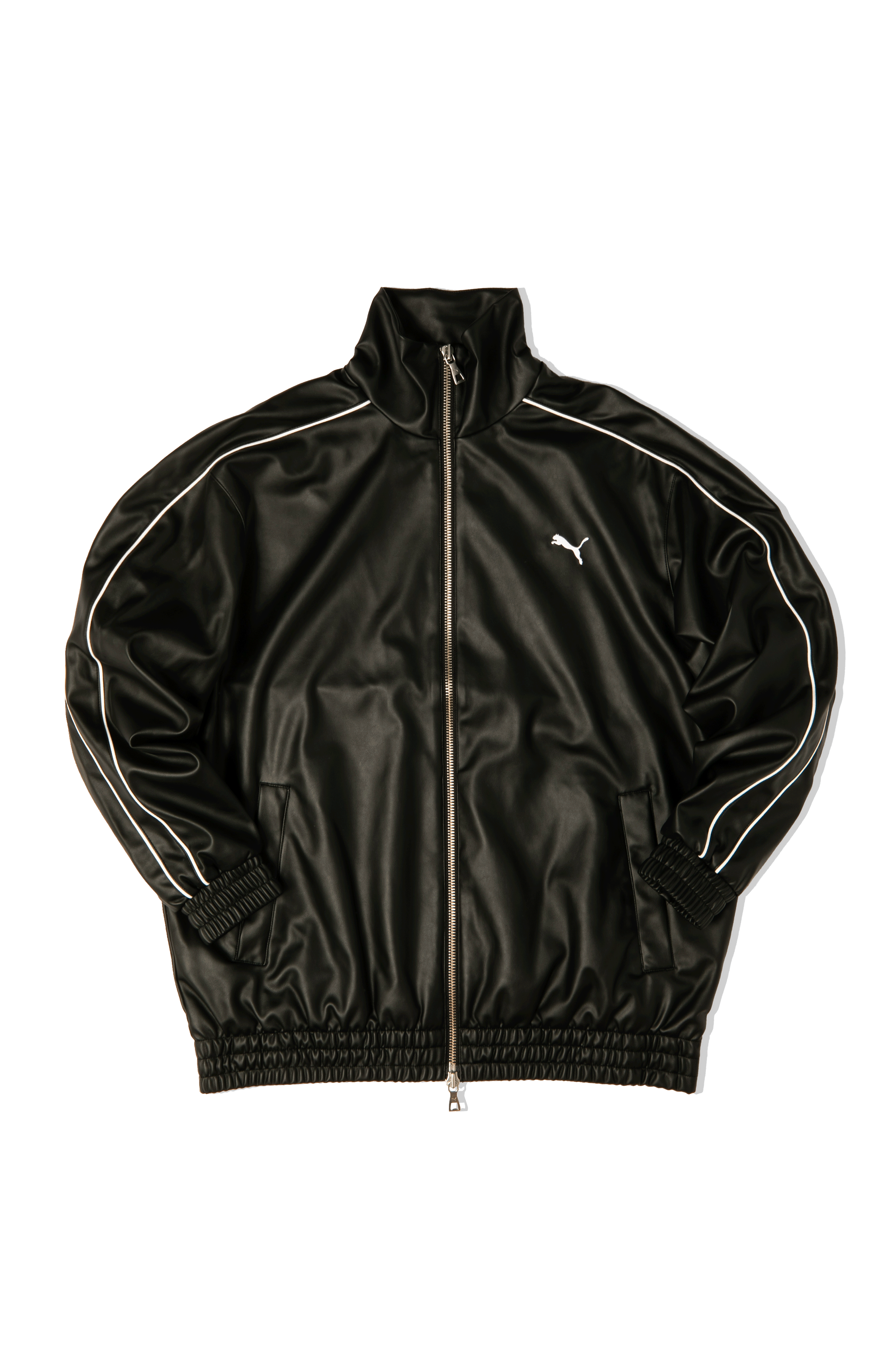 T7 Oversized Pleather Track Jacket