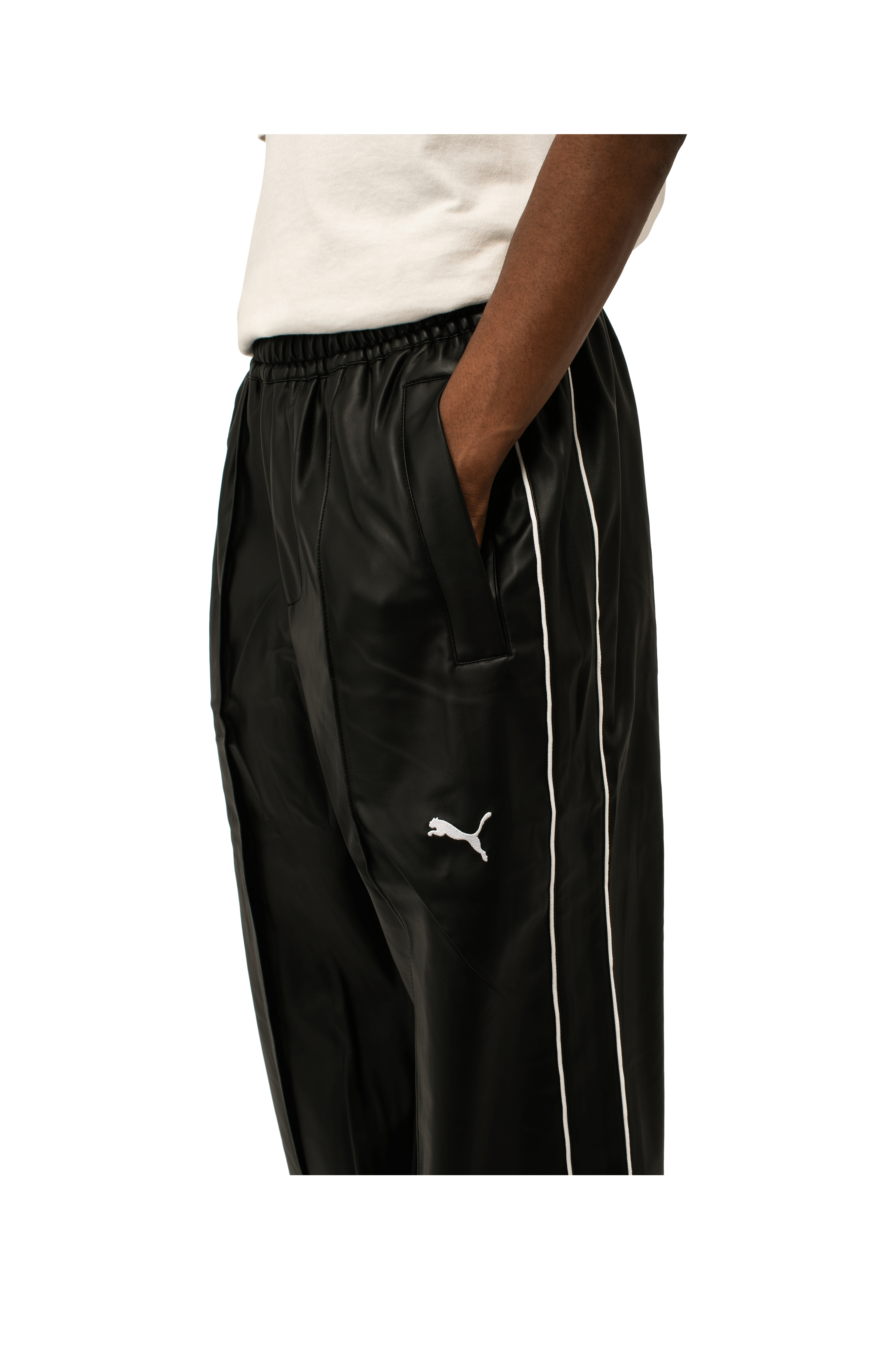 T7 Oversized Pleather Track Pants