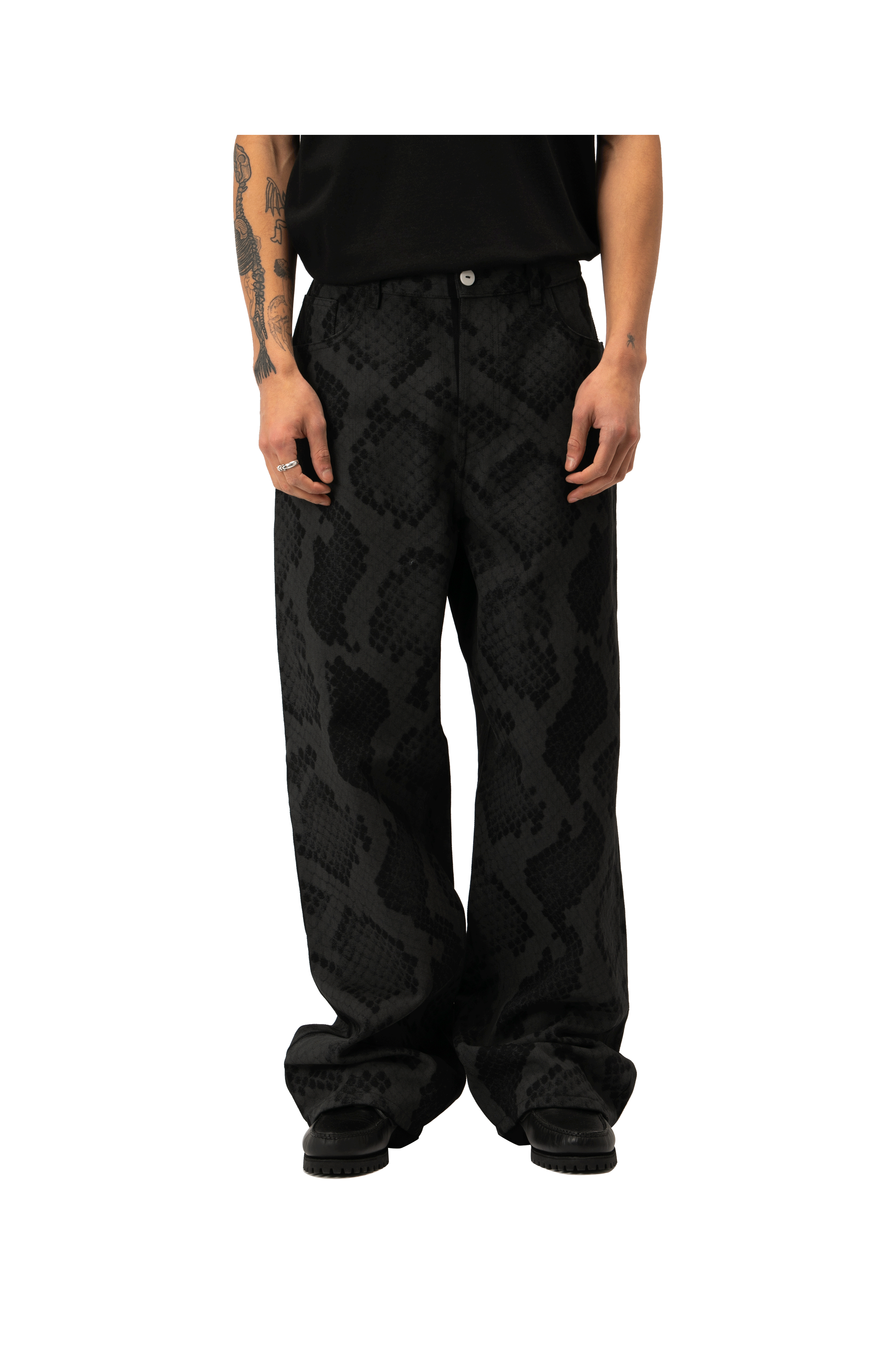 Snakeskin Printed Denim