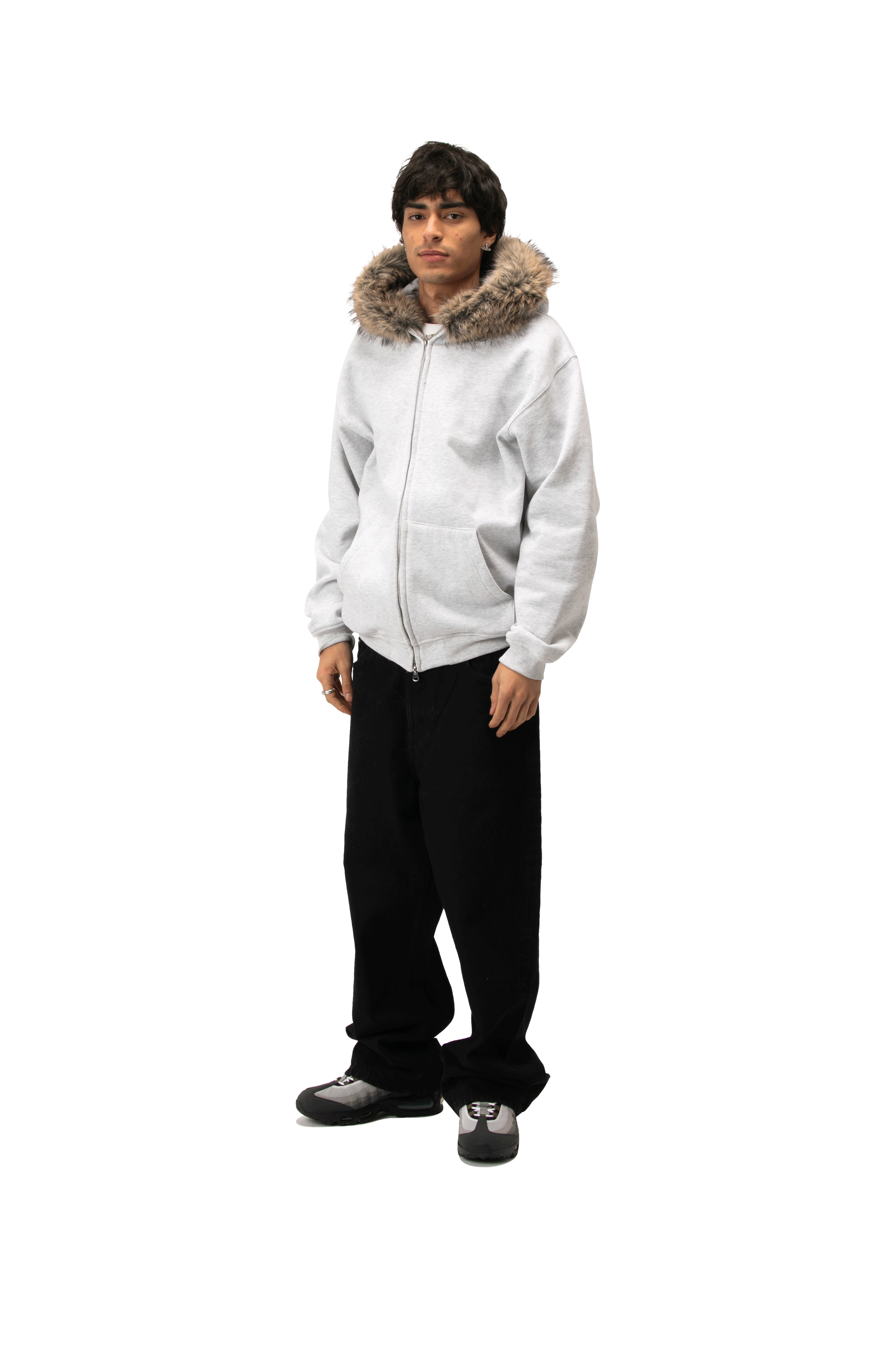 Zip-Up Hoodie With Fur