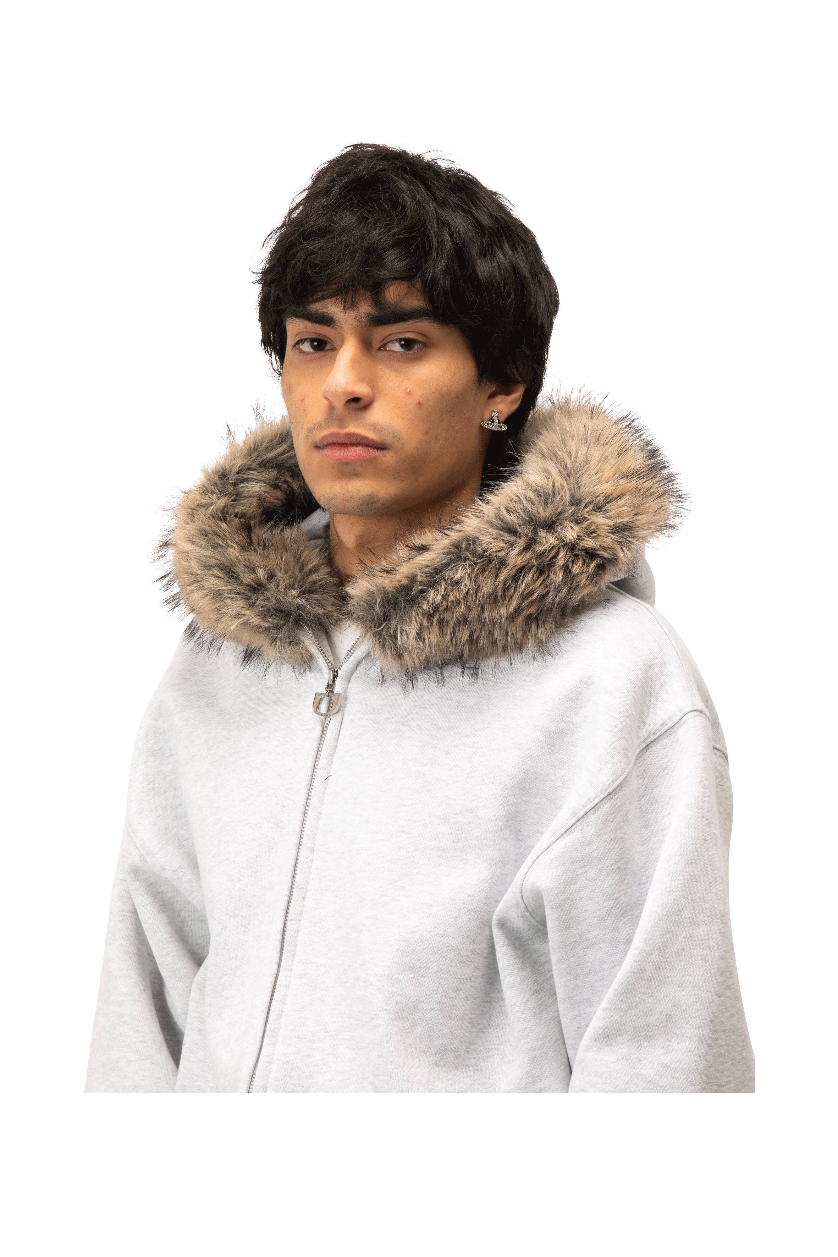 Zip-Up Hoodie With Fur