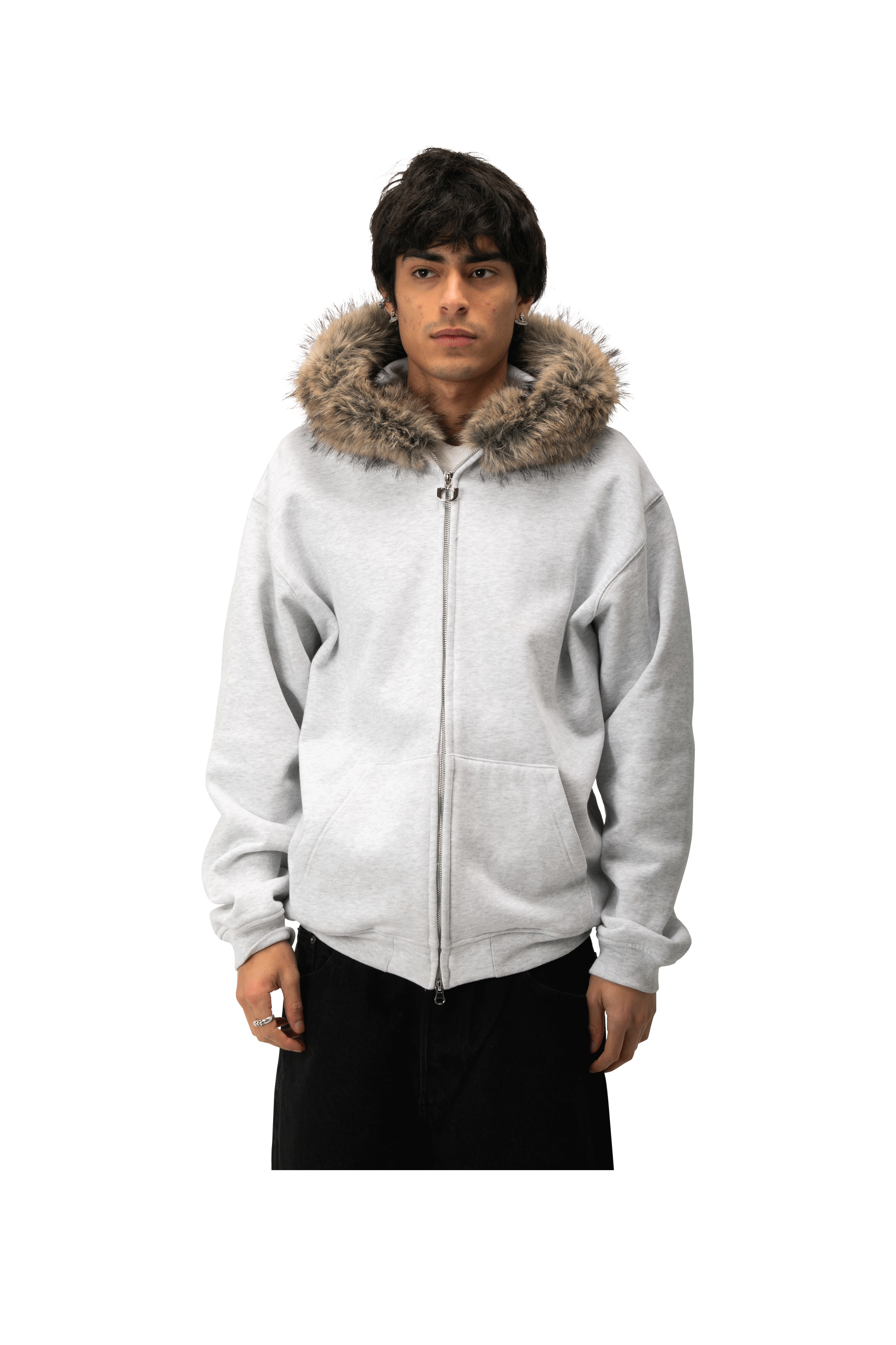 Zip-Up Hoodie With Fur