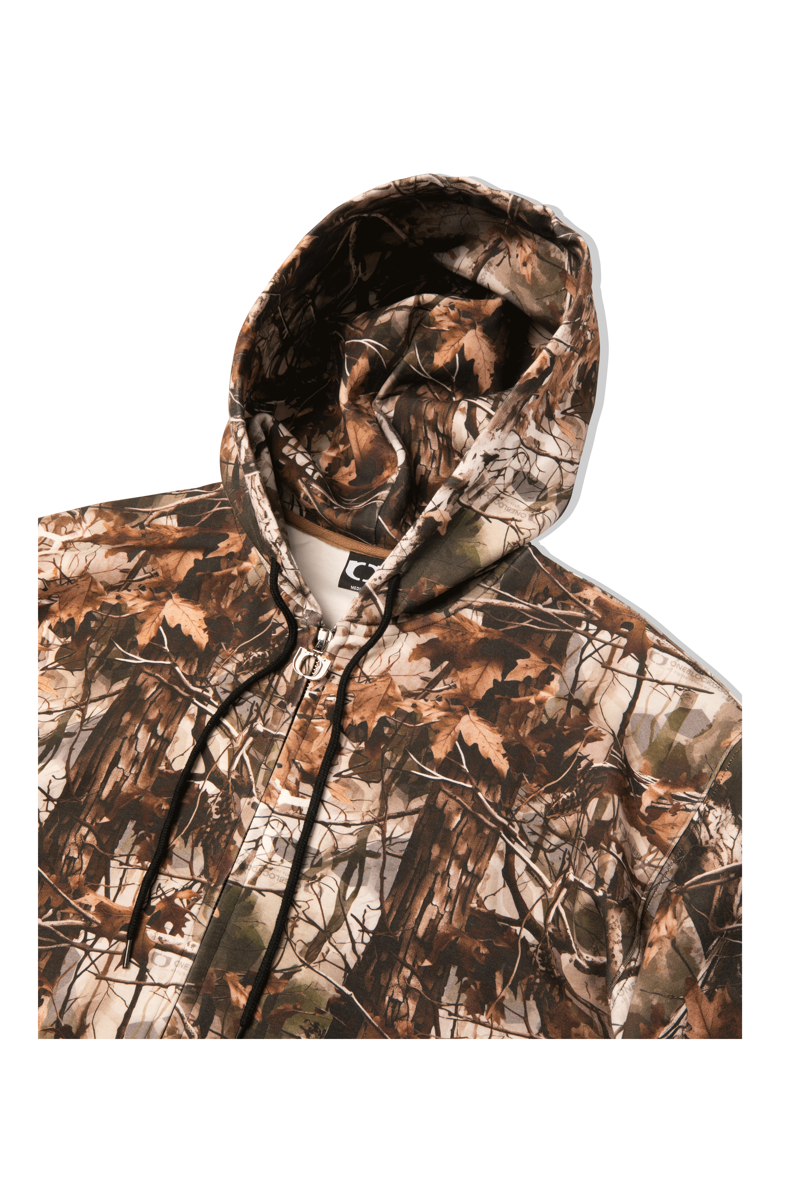 Camo Print Scuba Zip-Up Hoodie