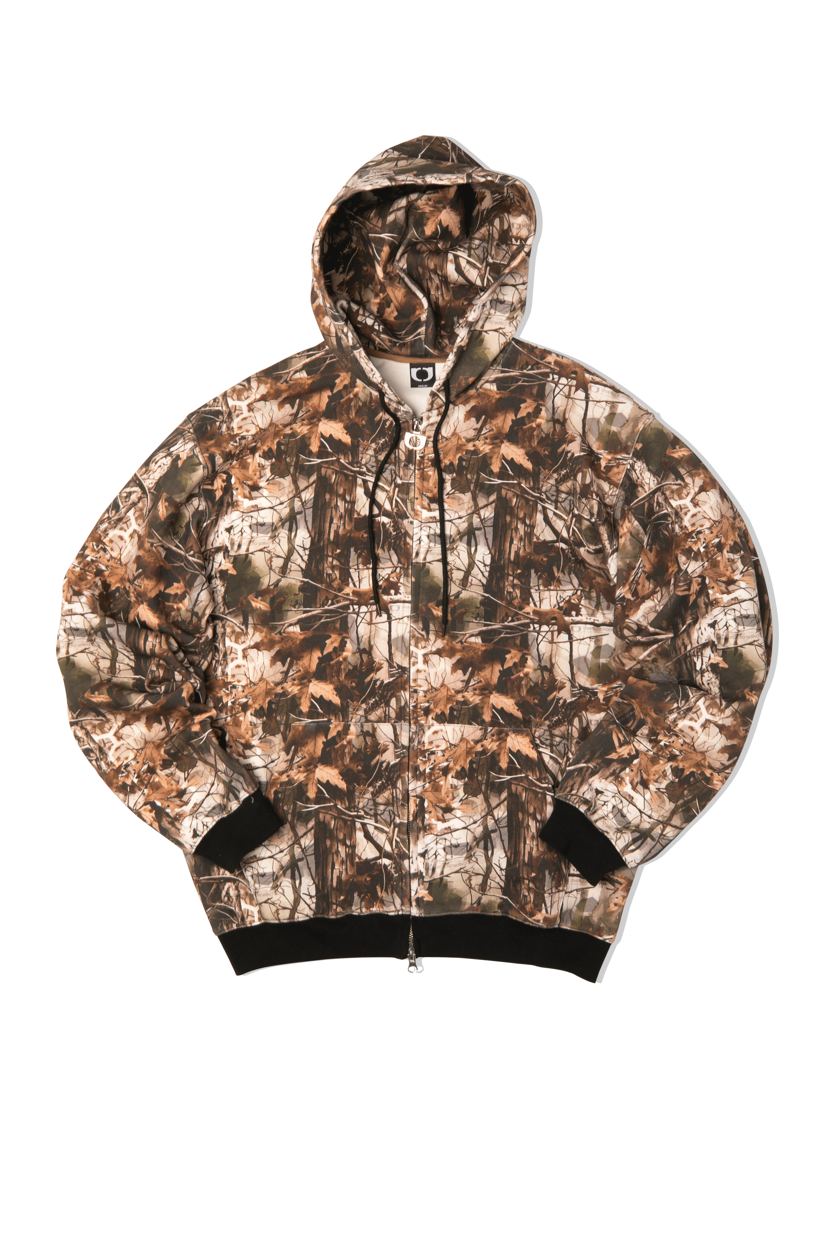 Camo Print Scuba Zip-Up Hoodie