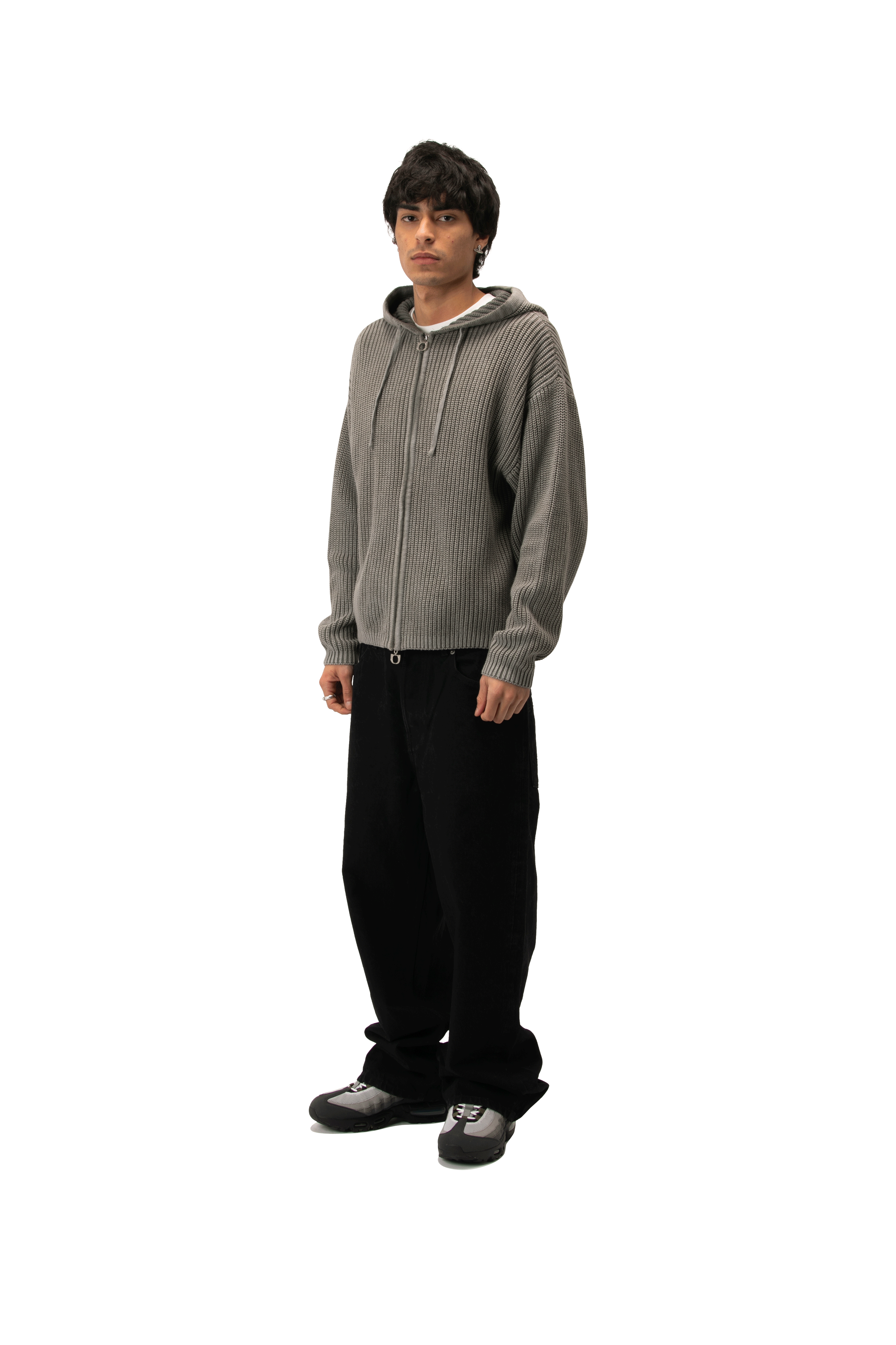 Acid Wash Zip-Up Hoodie.