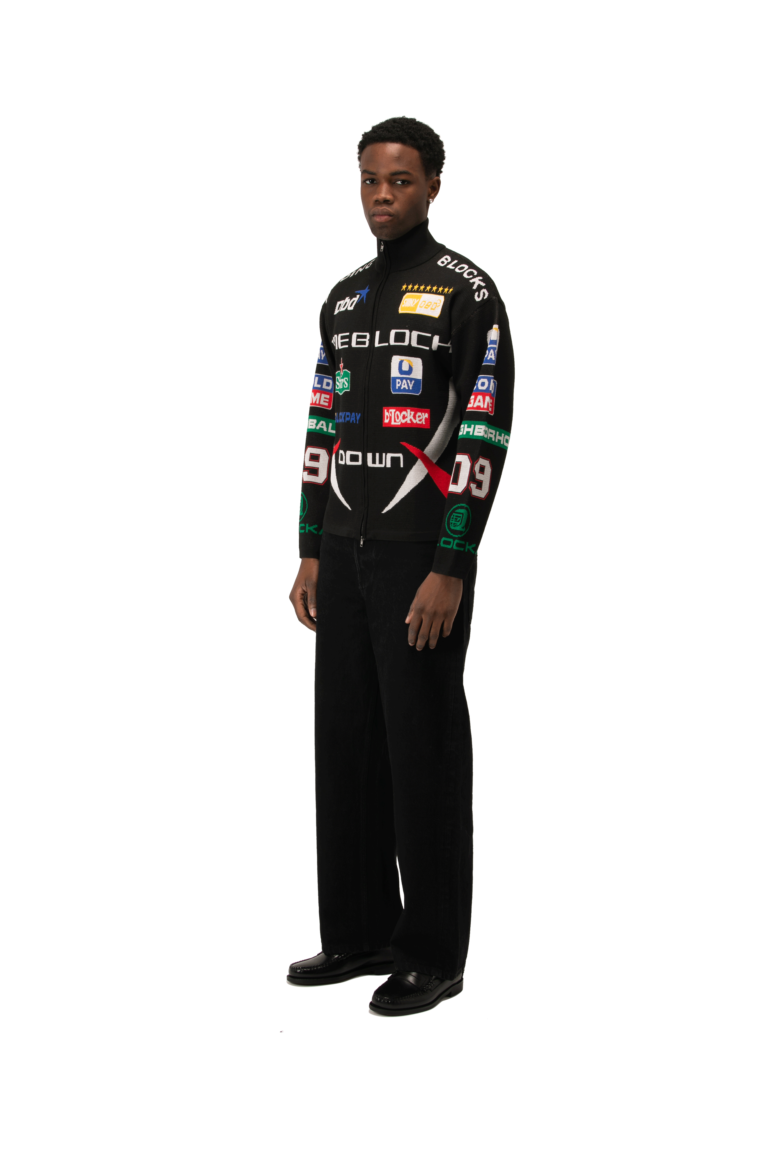 Jacquard Zip-Up Knitted Jacket