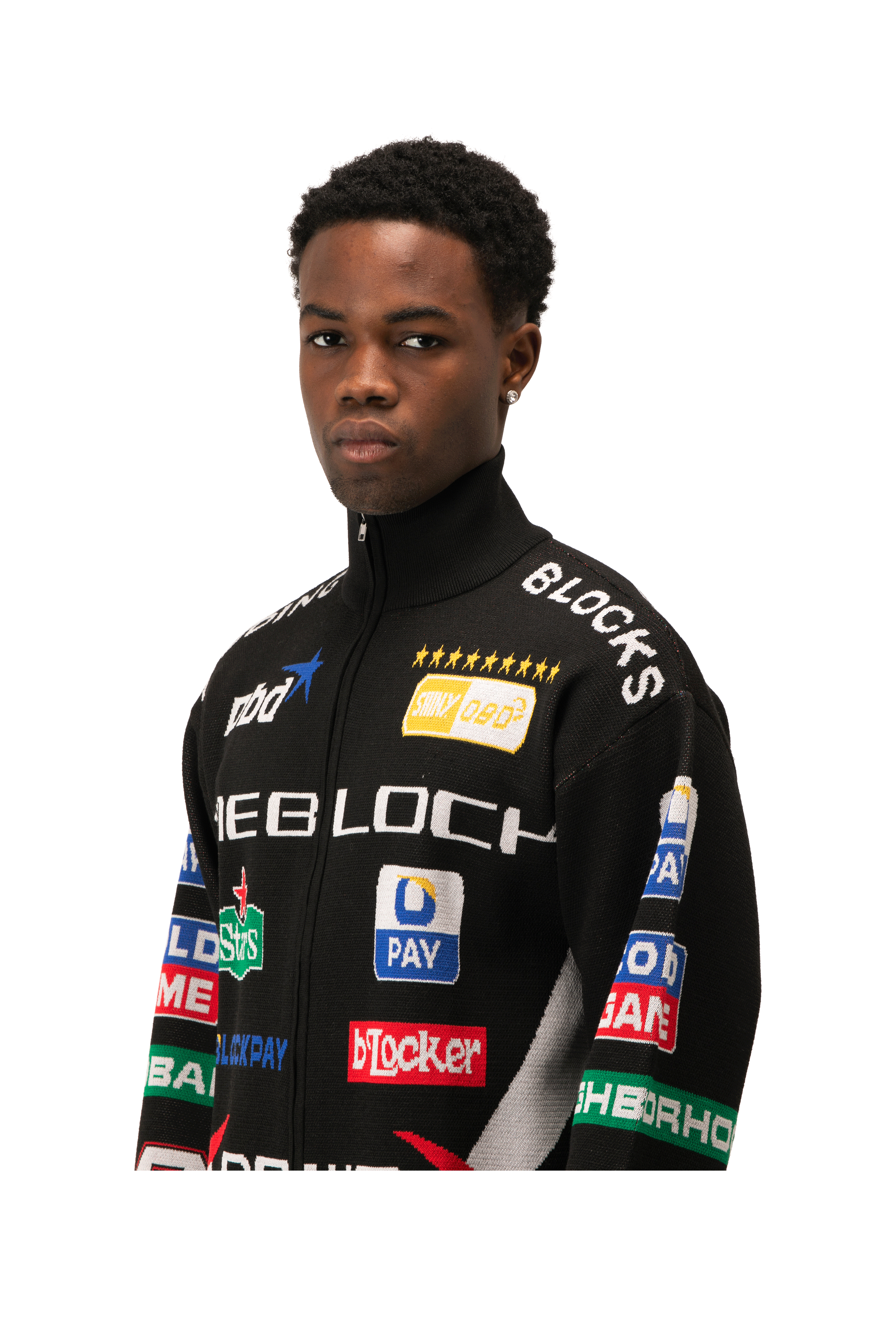 Jacquard Zip-Up Knitted Jacket