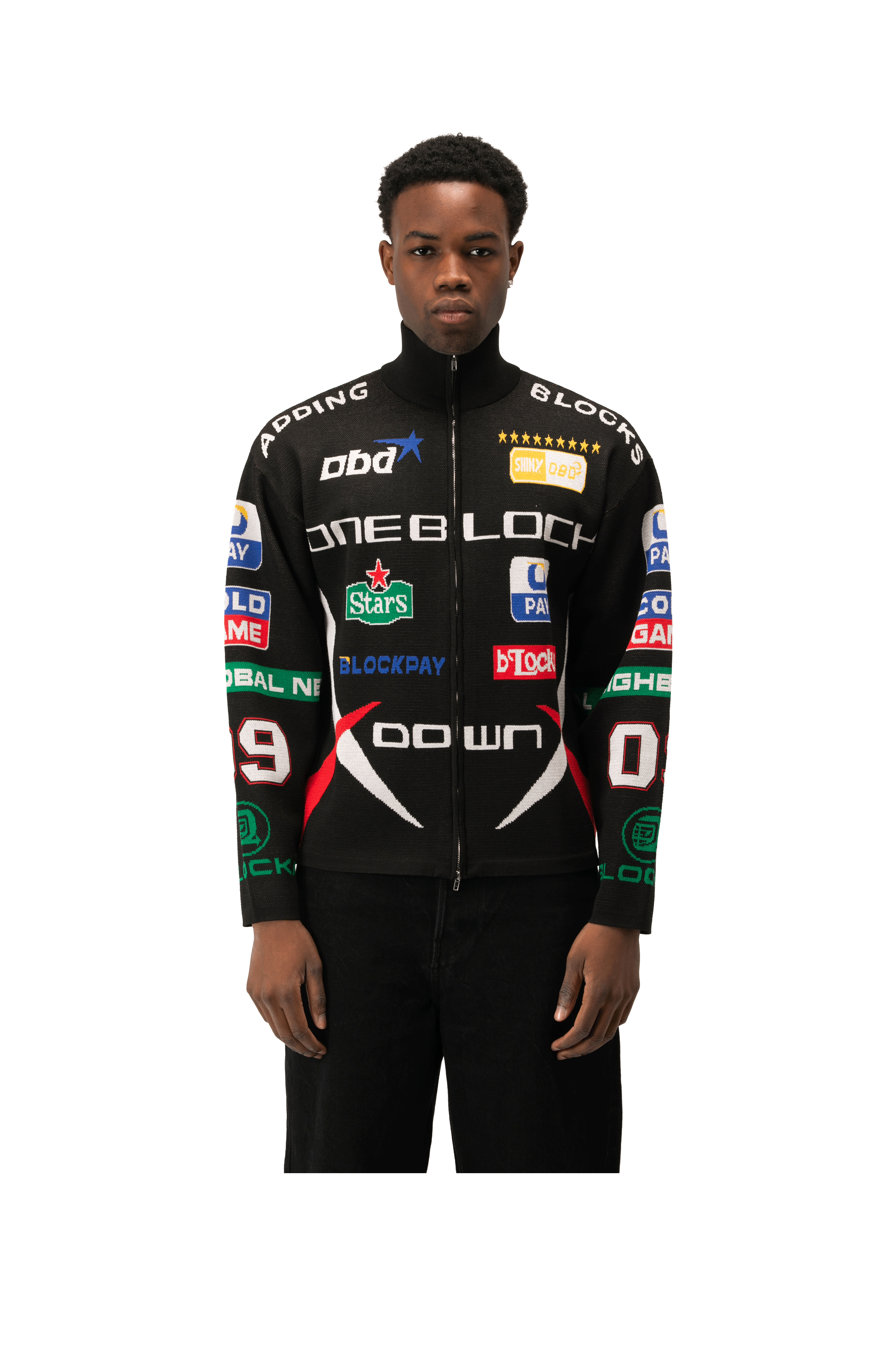 Jacquard Zip-Up Knitted Jacket