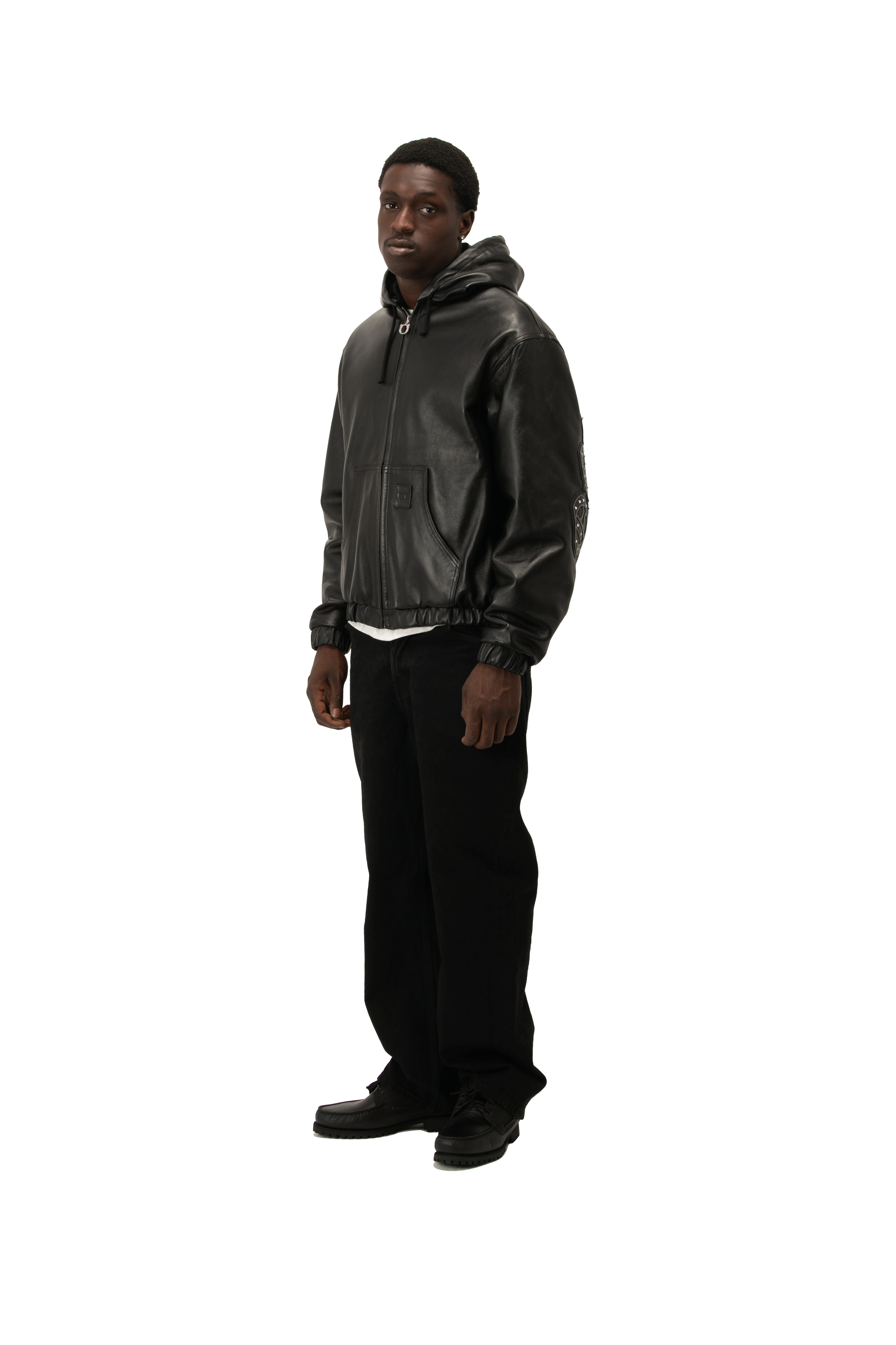 Active Leather Jacket Studded Logo