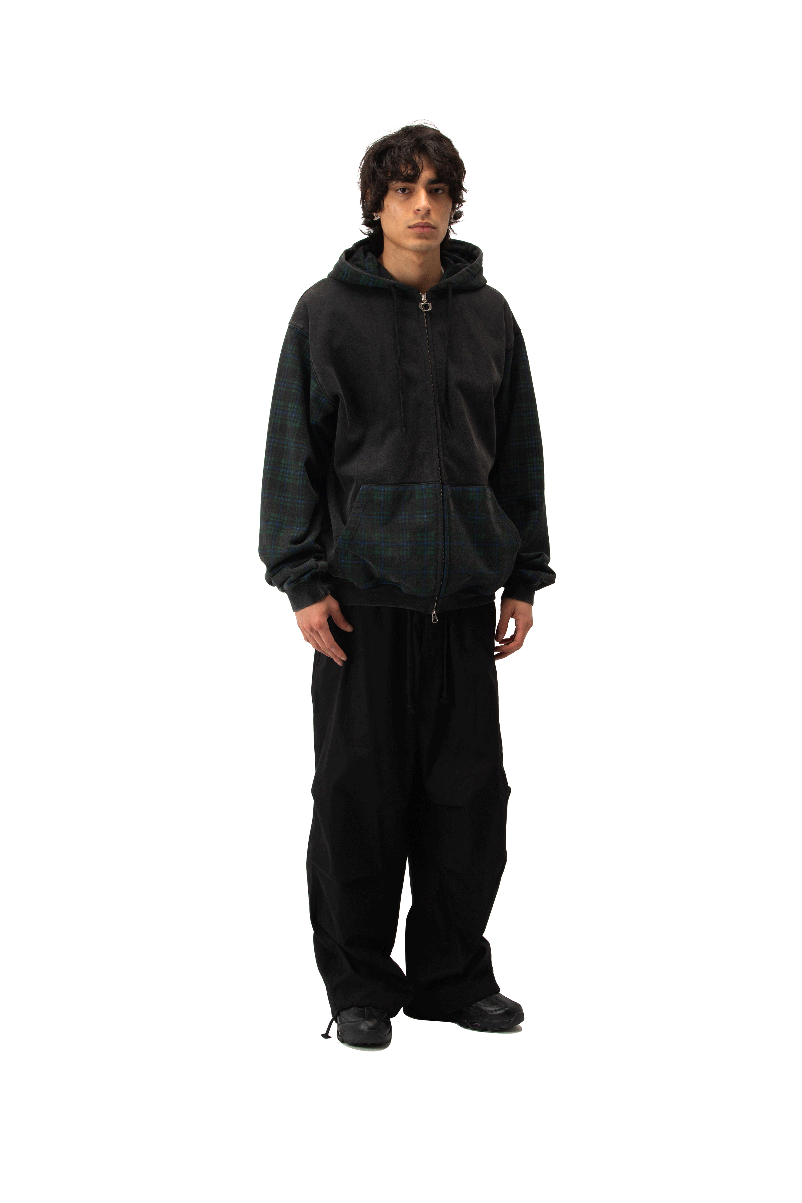 Patchwork Zip-Up Hoodie.