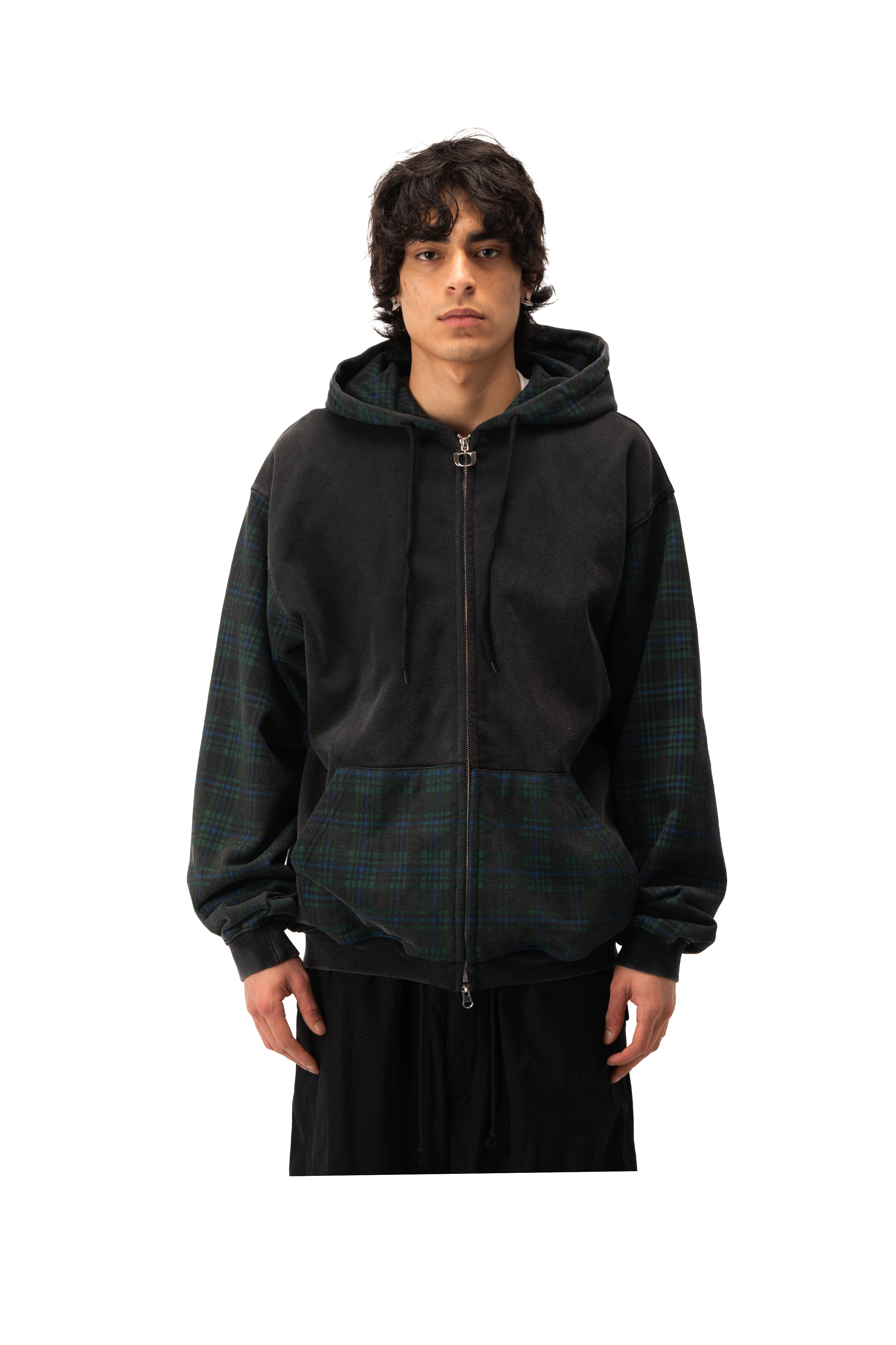 Patchwork Zip-Up Hoodie