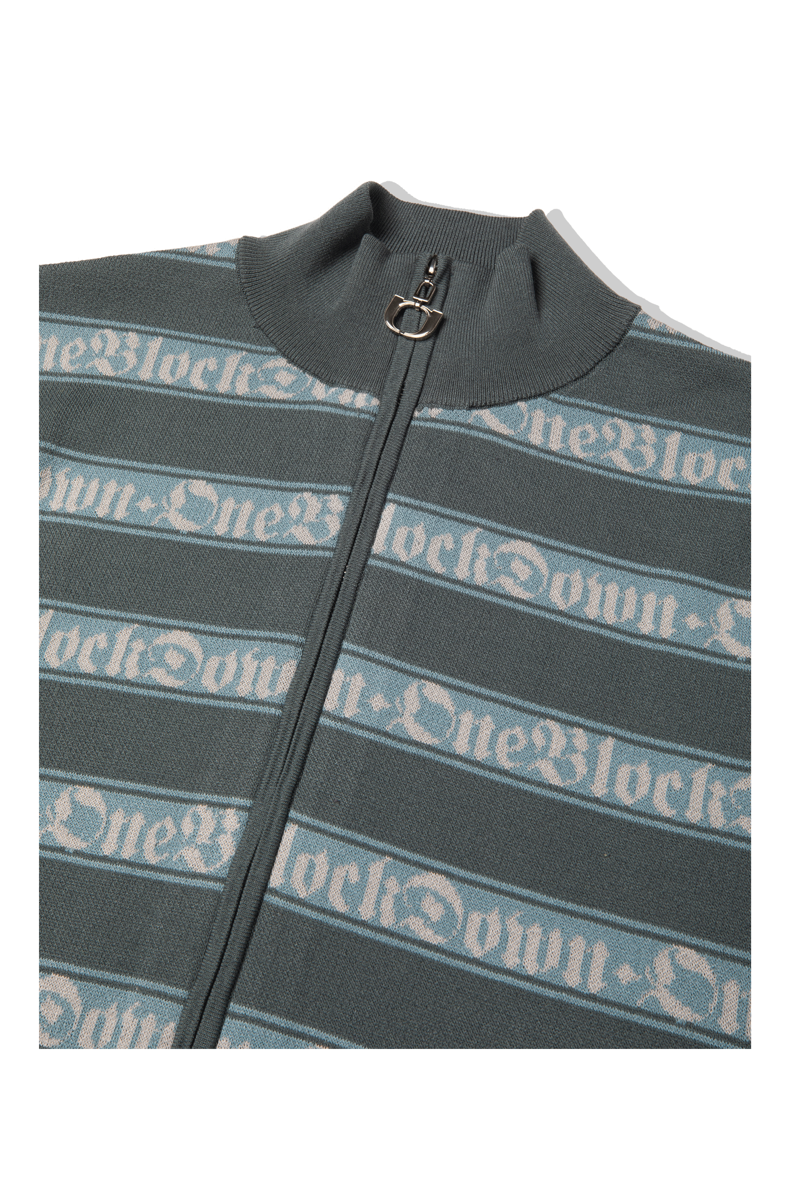 Jacquard Logo Stripe Zip-Up Knitted Jacket