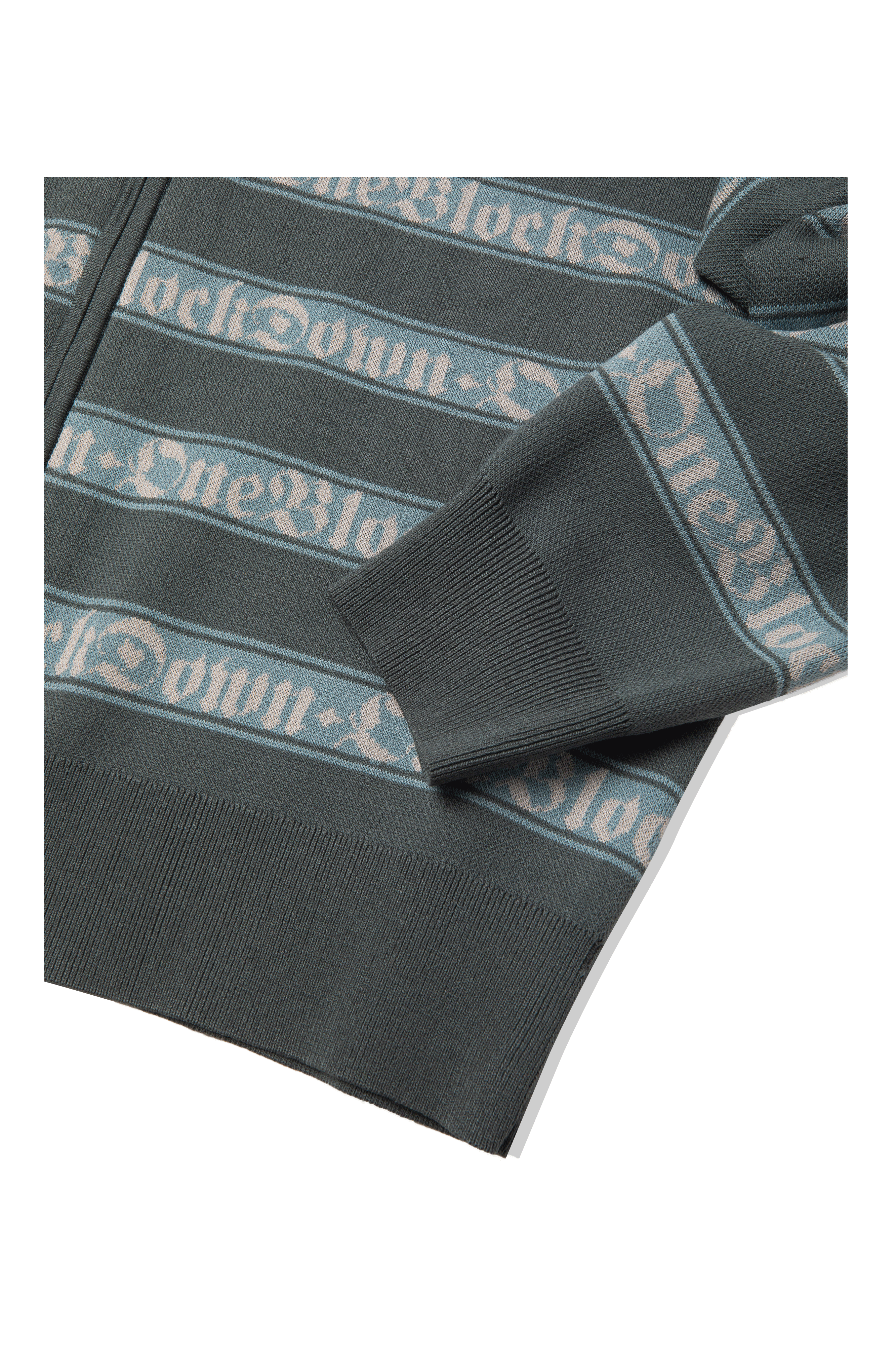 Jacquard Logo Stripe Zip-Up Knitted Jacket