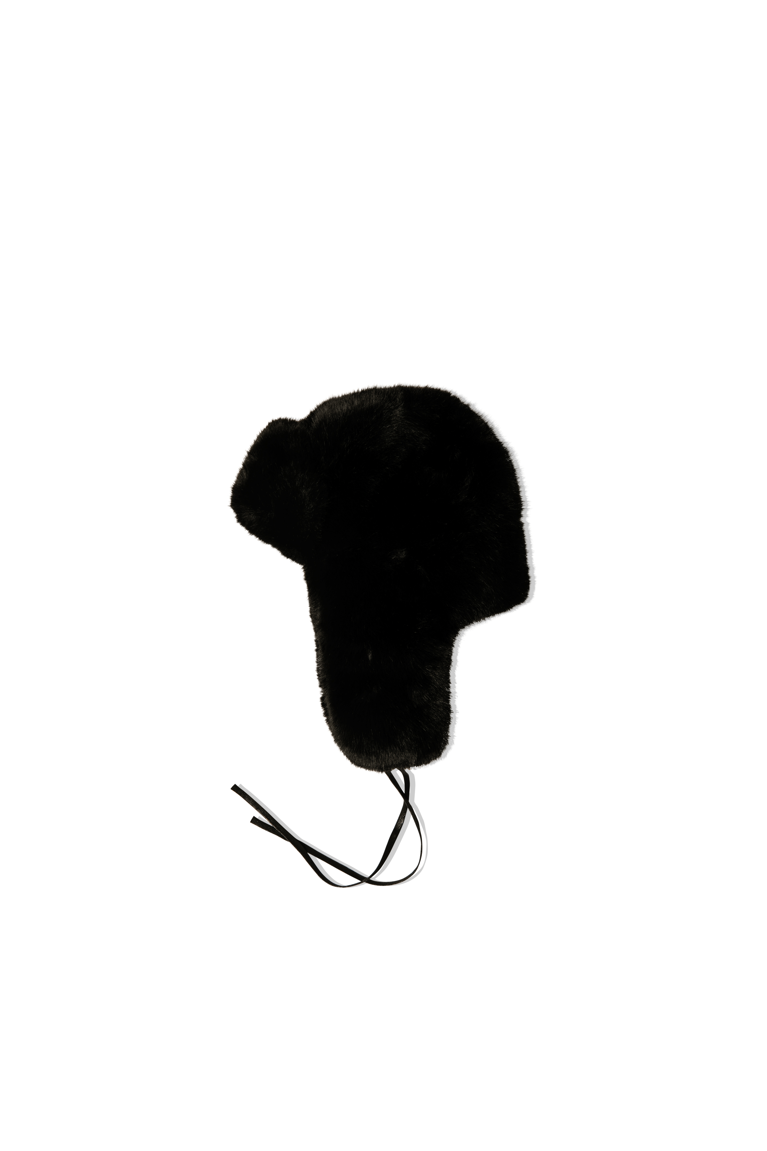 Black Faux Fur Trapper Hat