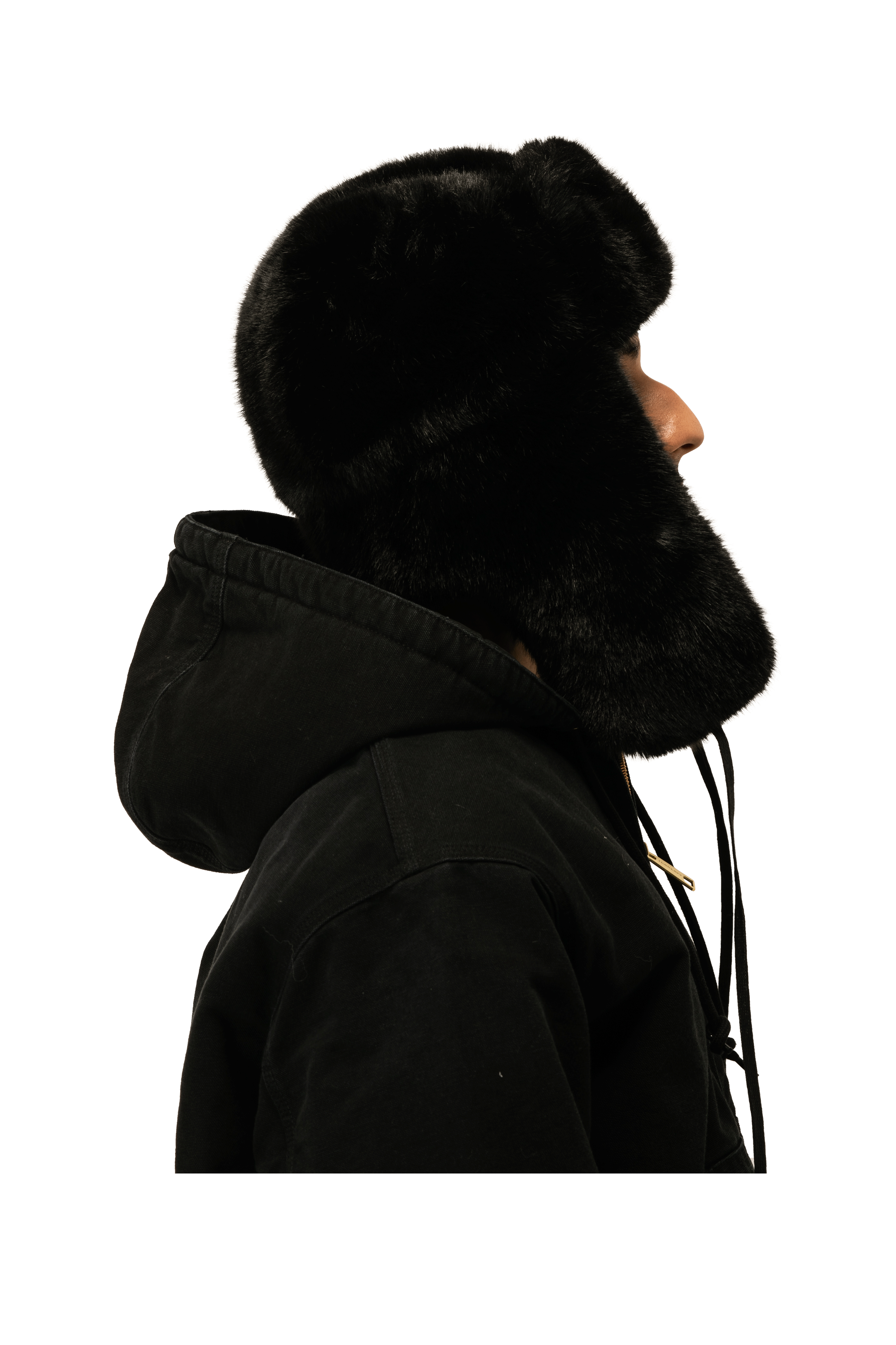 Black Faux Fur Trapper Hat