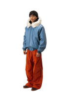 Pull-Up Leather Zip-Up Padded Hoodie