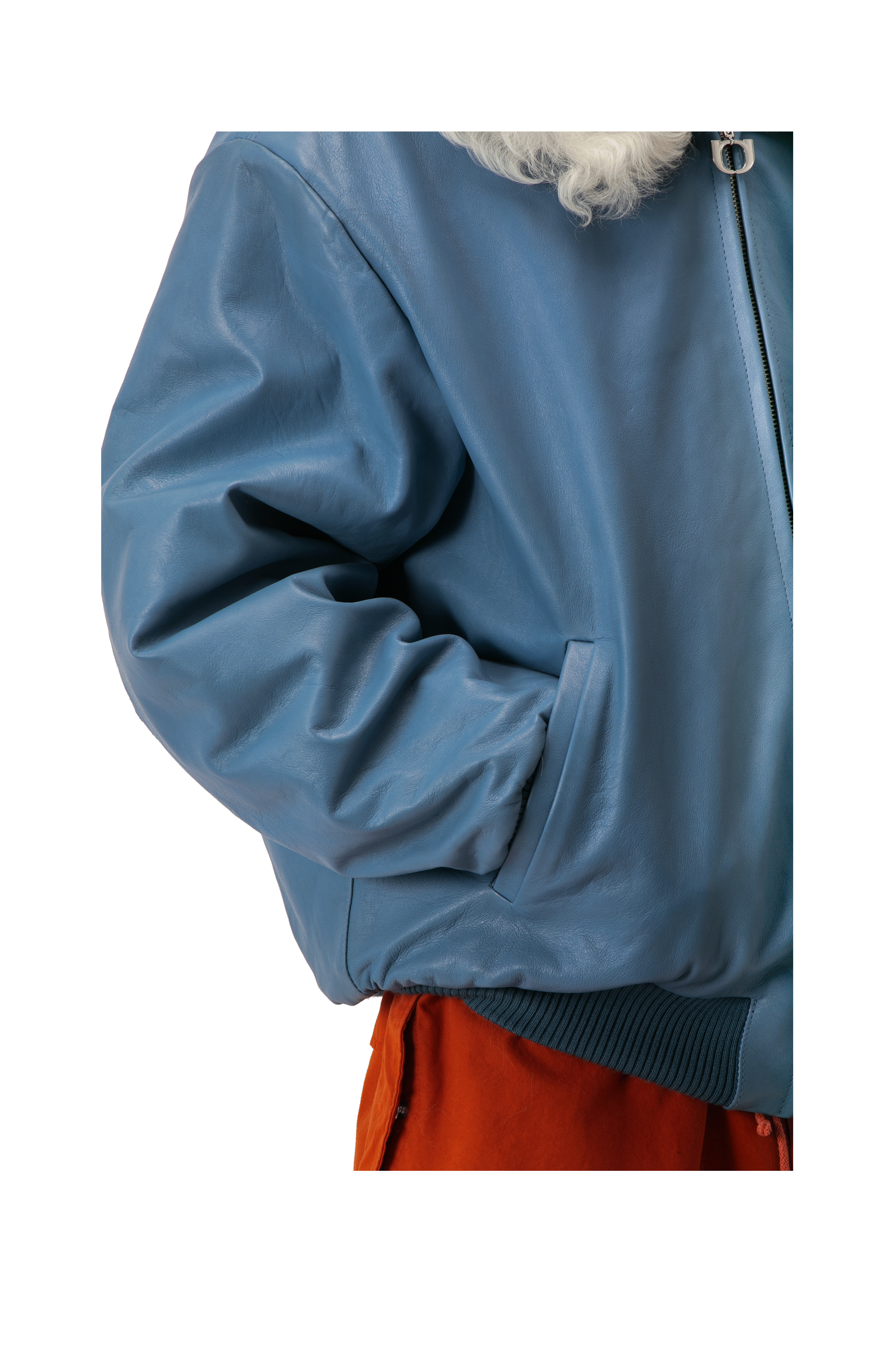 Pull-Up Leather Zip-Up Padded Hoodie