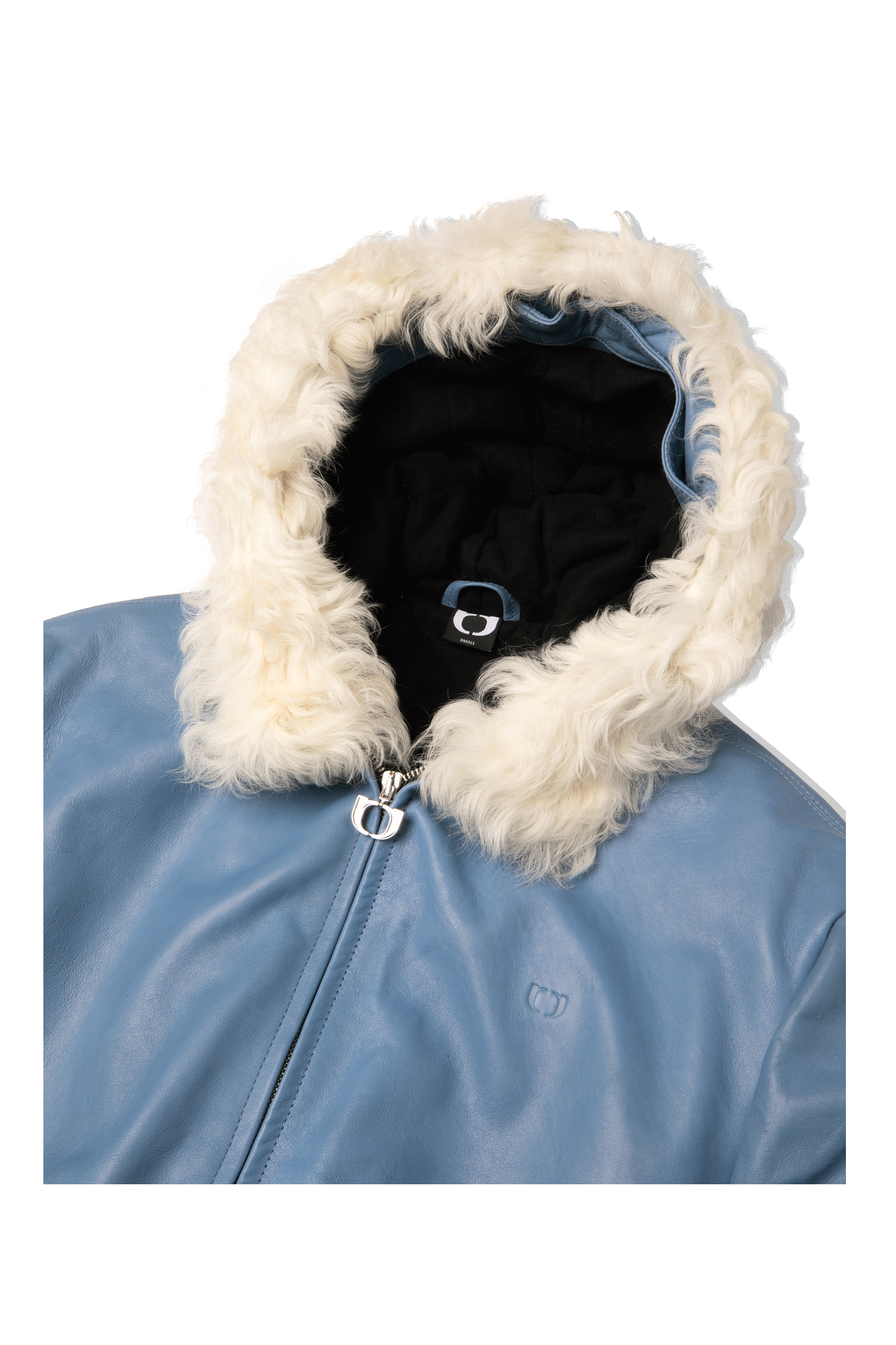 Pull-Up Leather Zip-Up Padded Hoodie