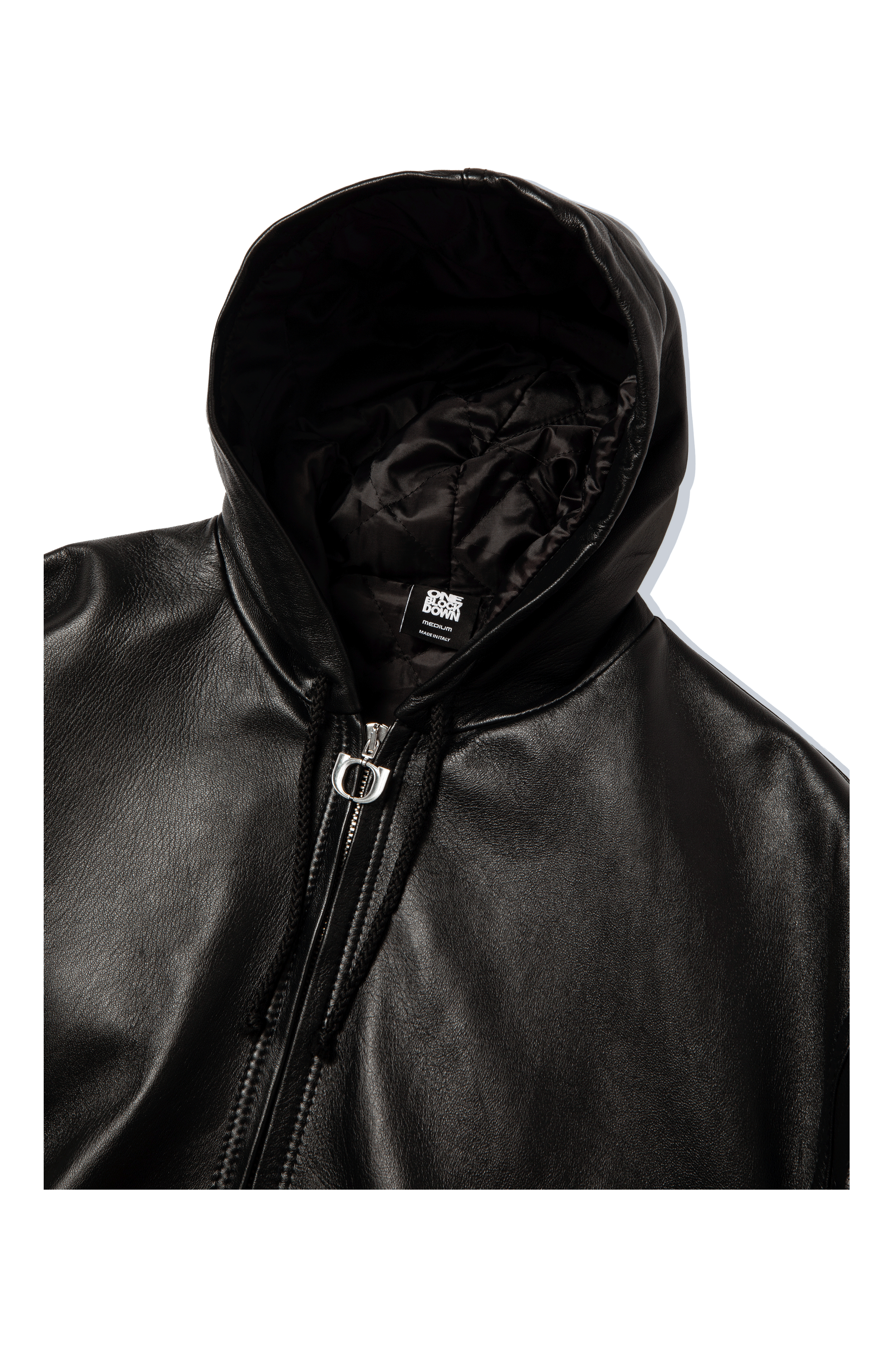 Leather Bomber With Hood