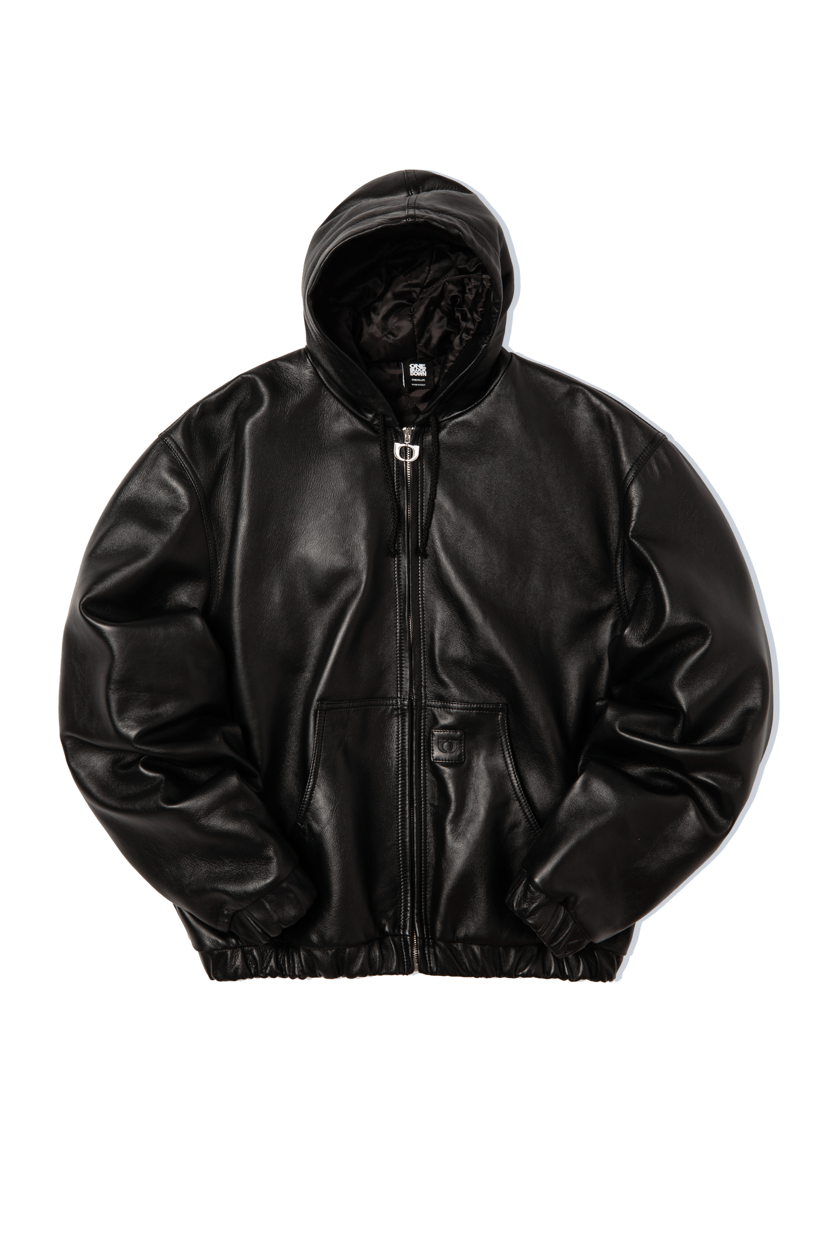 Leather Bomber With Hood