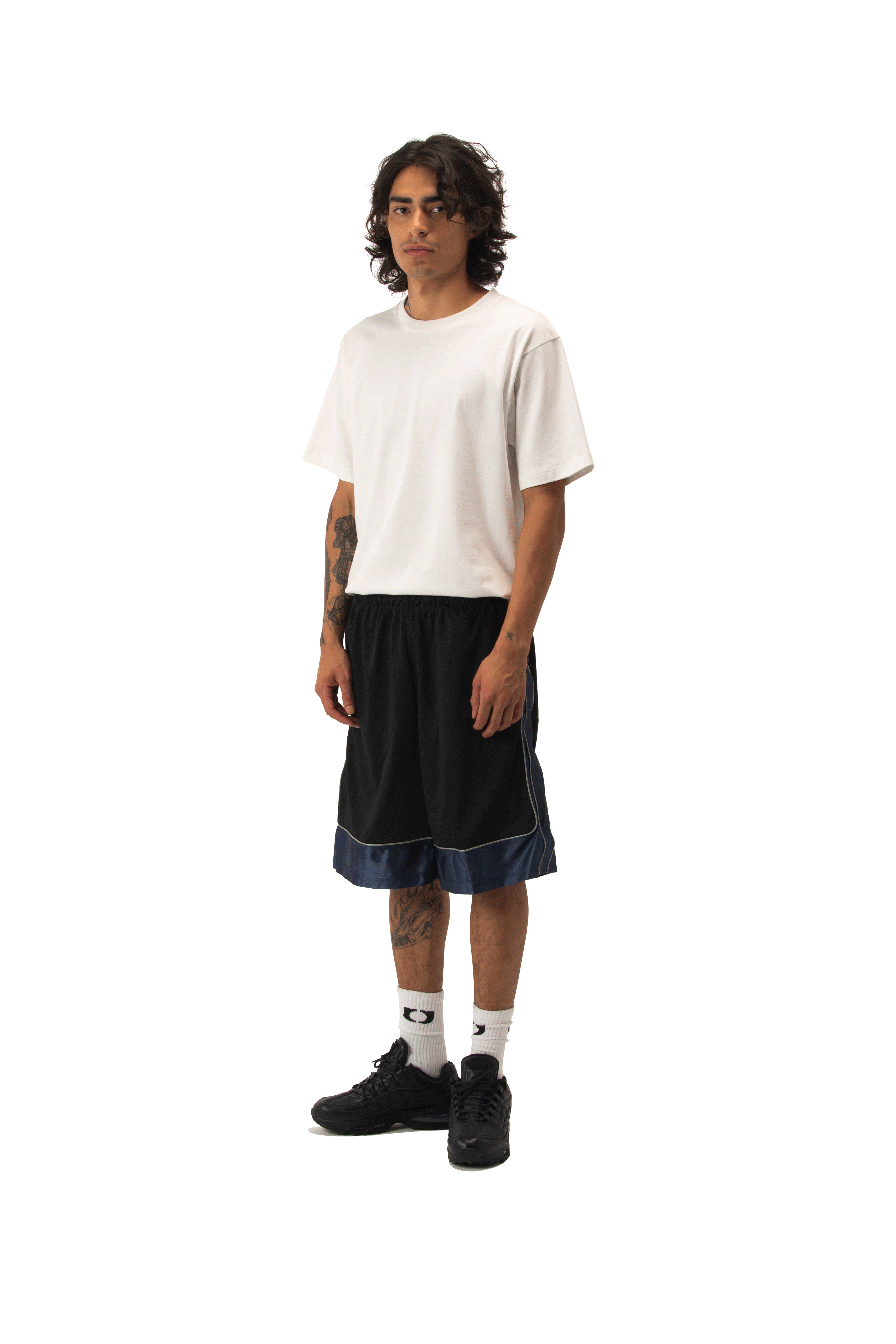 Mesh Puff Print Basketball Shorts