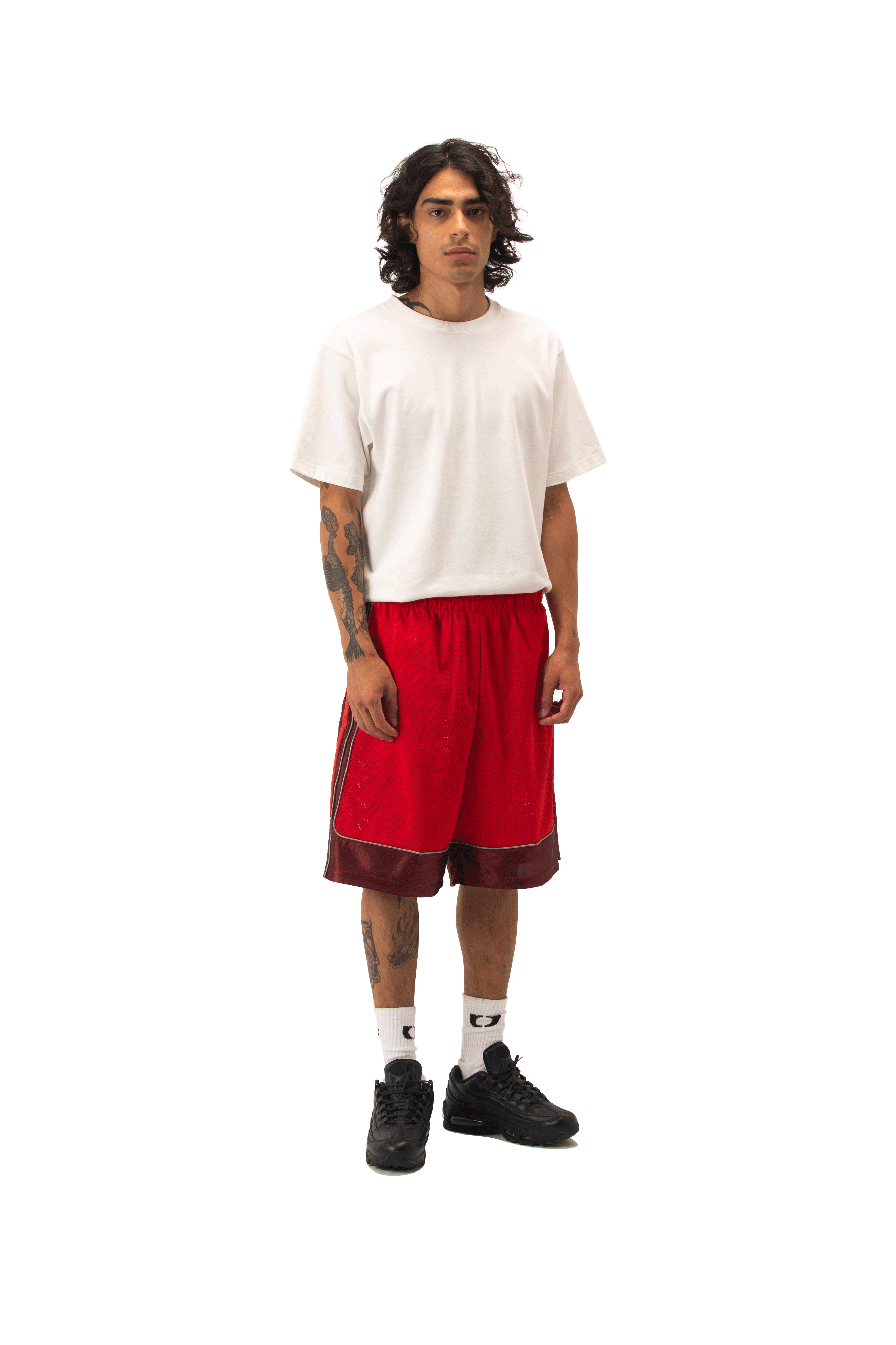 Mesh Puff Print Basketball Shorts