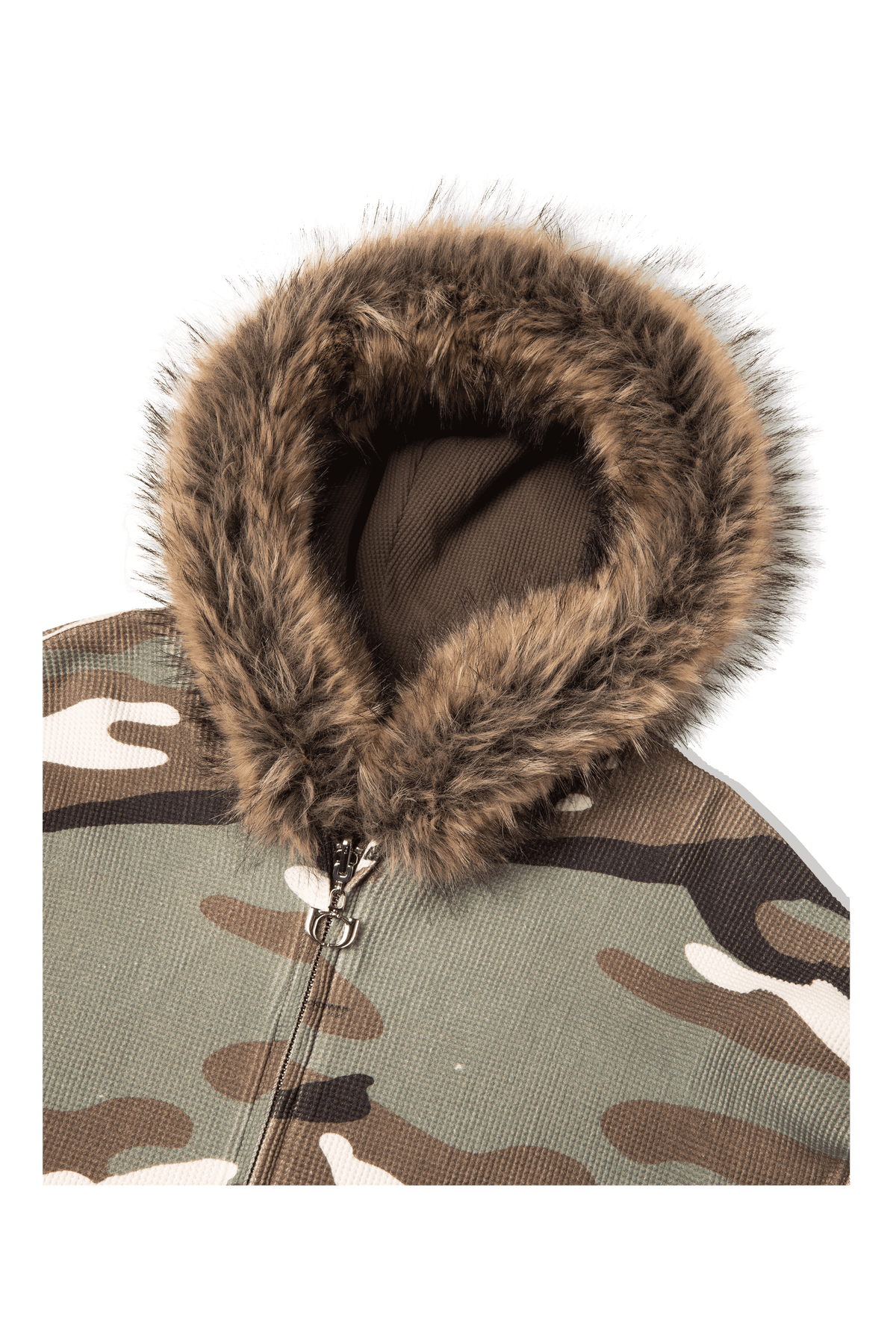 Reversible Camo Waffle Fur Hoodie