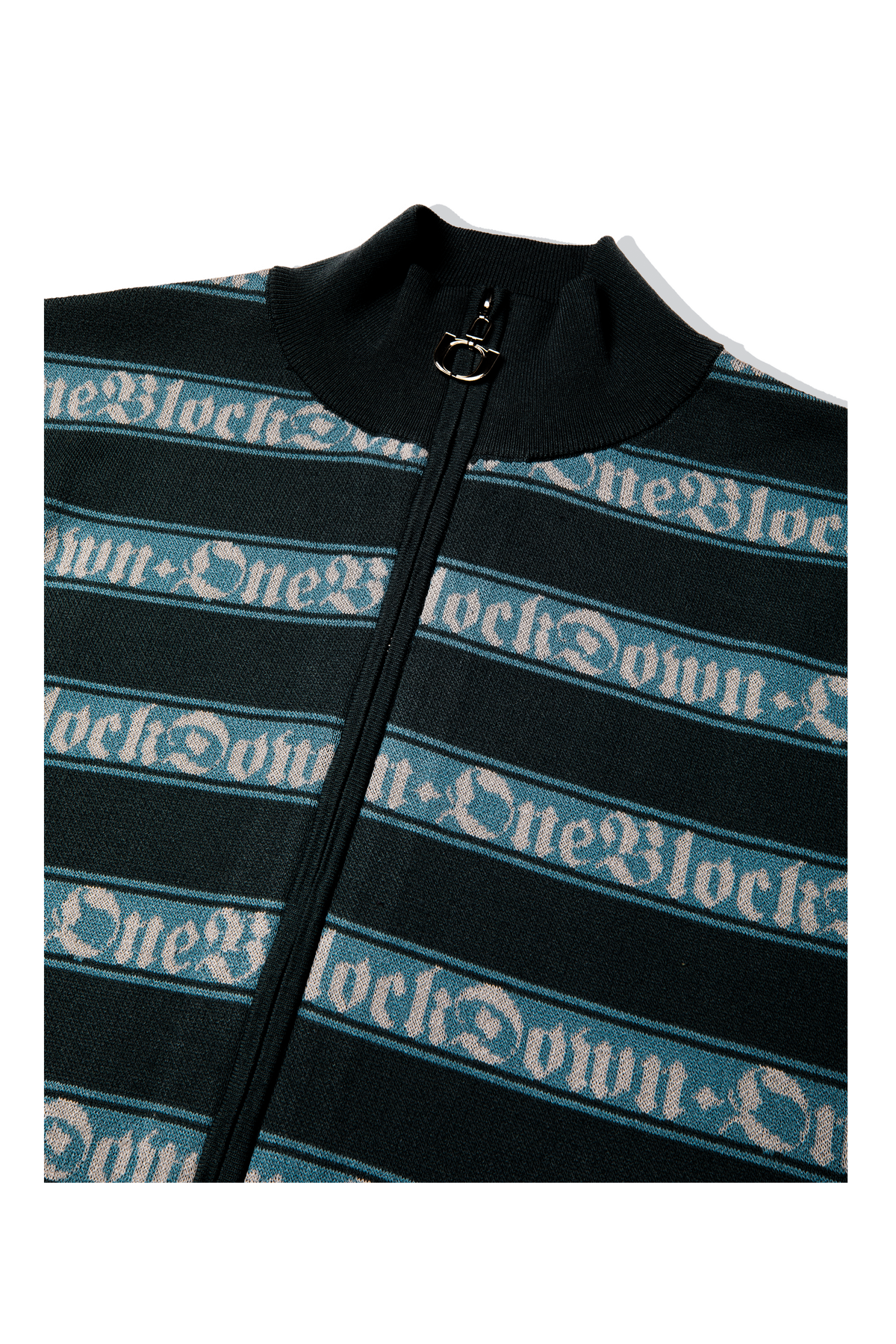 Jacquard Logo Stripe Zip Up Knitted Jacket