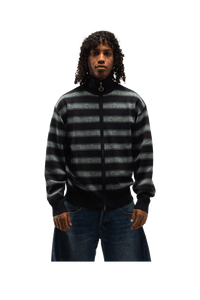 Jacquard Logo Stripe Zip Up Knitted Jacket