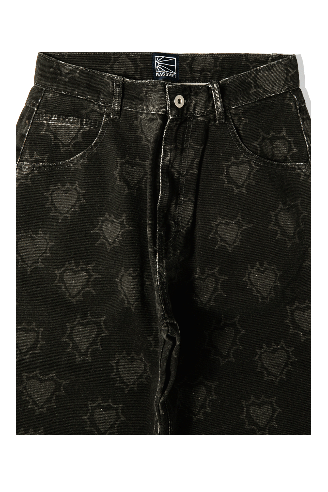 Hearts Print Denim Trousers